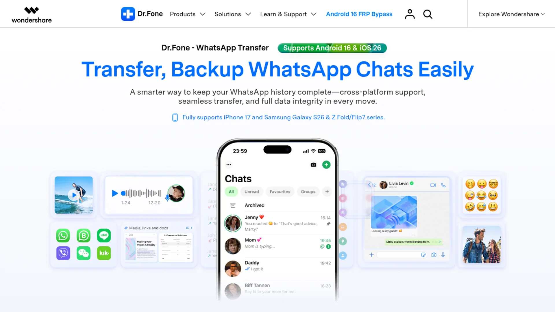 WhatsApp Transfer migrates chats, attachments, and call logs across iOS and Android devices.
