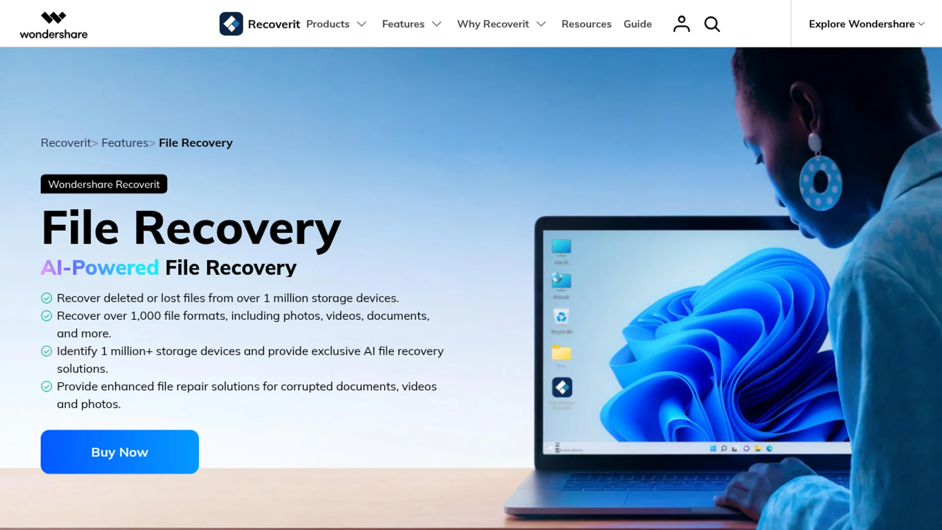 General file recovery for documents, archives, and 1,000+ supported formats.