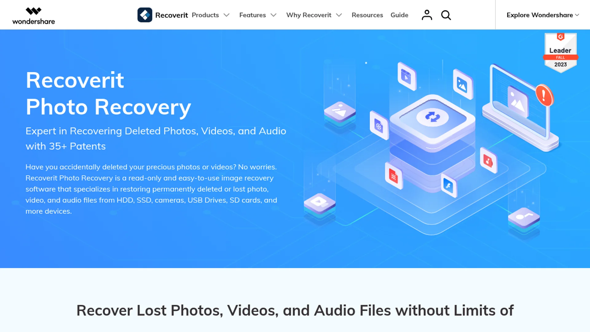 Photo recovery for RAW, JPEG, and HEIC files from cameras, drones, and memory cards.