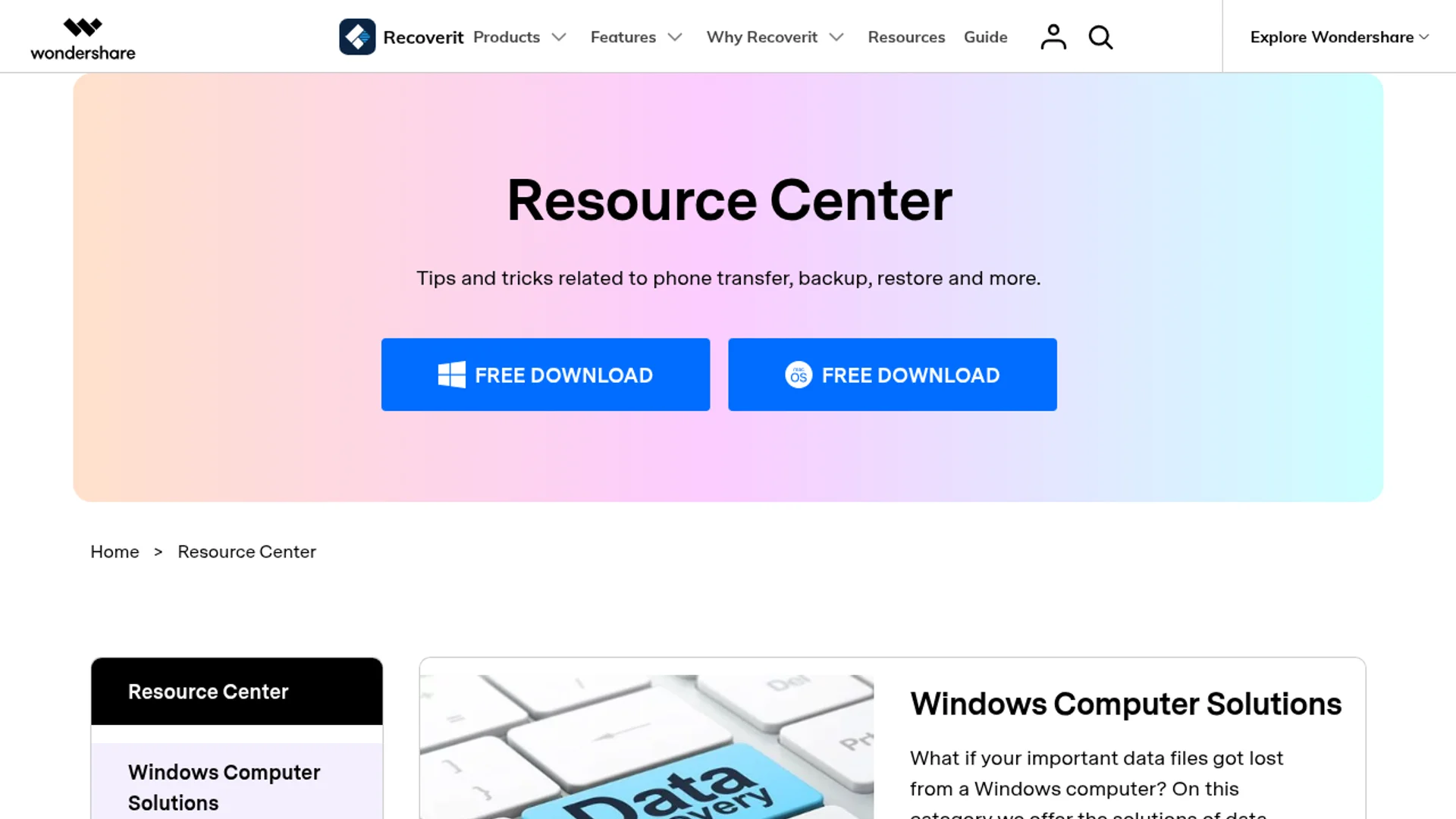 RecoverIt Resource Center with tutorials, FAQs, and recovery how-to articles.