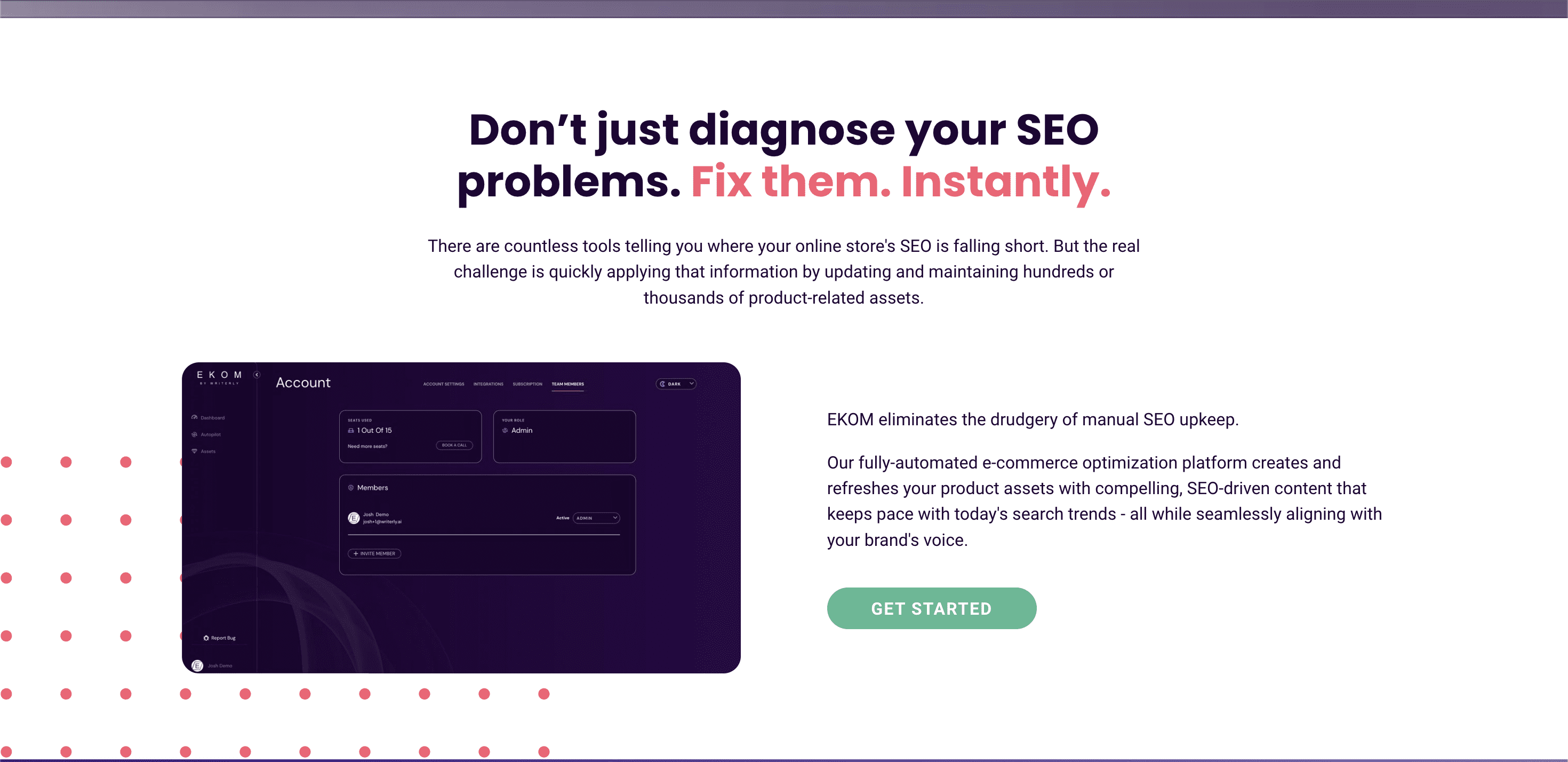 Experience the power of automated SEO with EKOM for your e-commerce business.