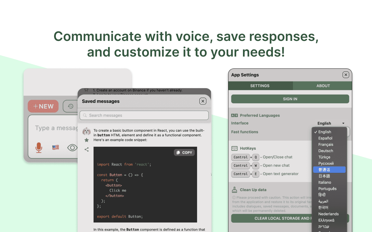 Voice command integration with ChapaGPT for hands-free browsing.