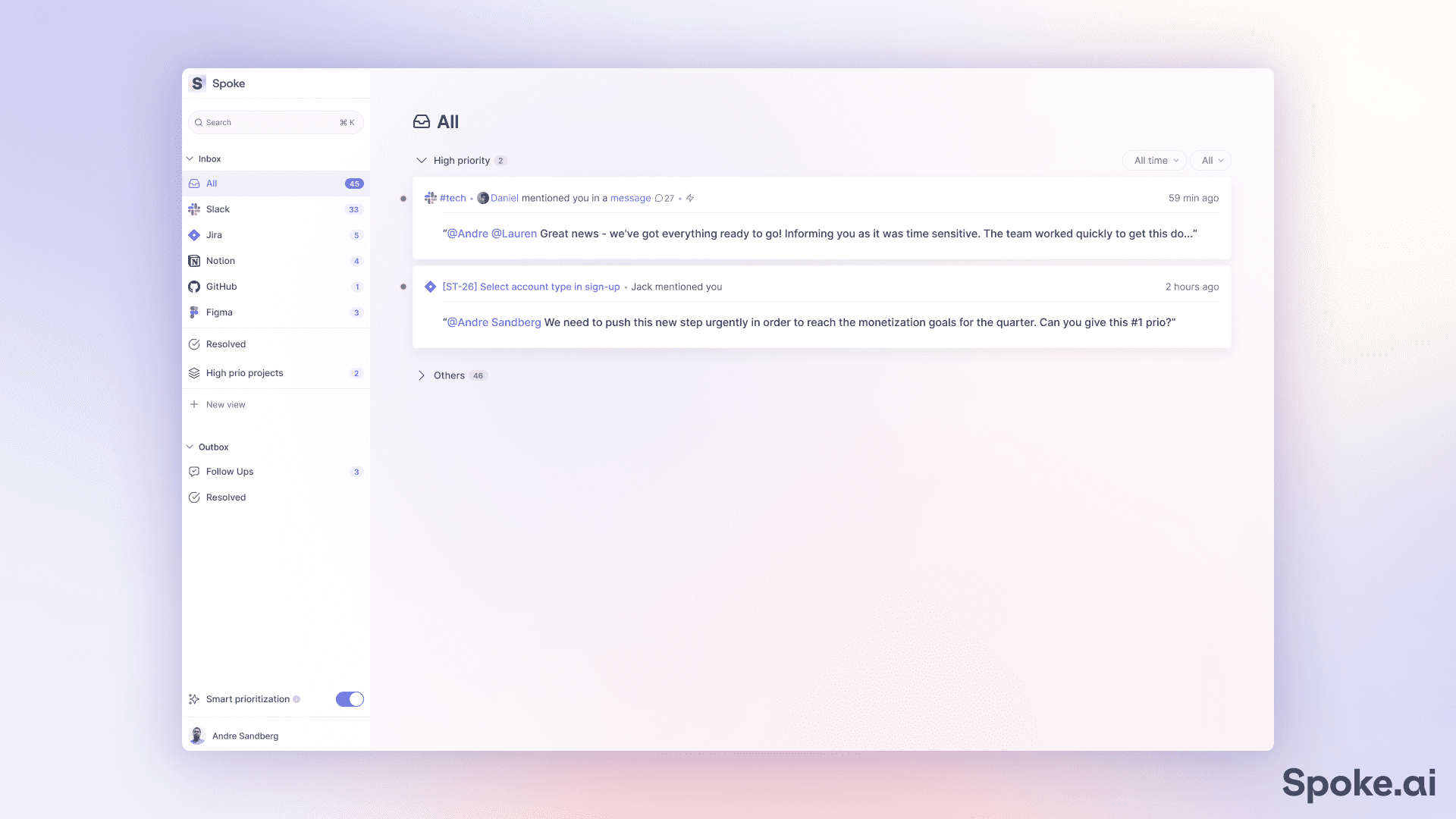 User interface of Spoke