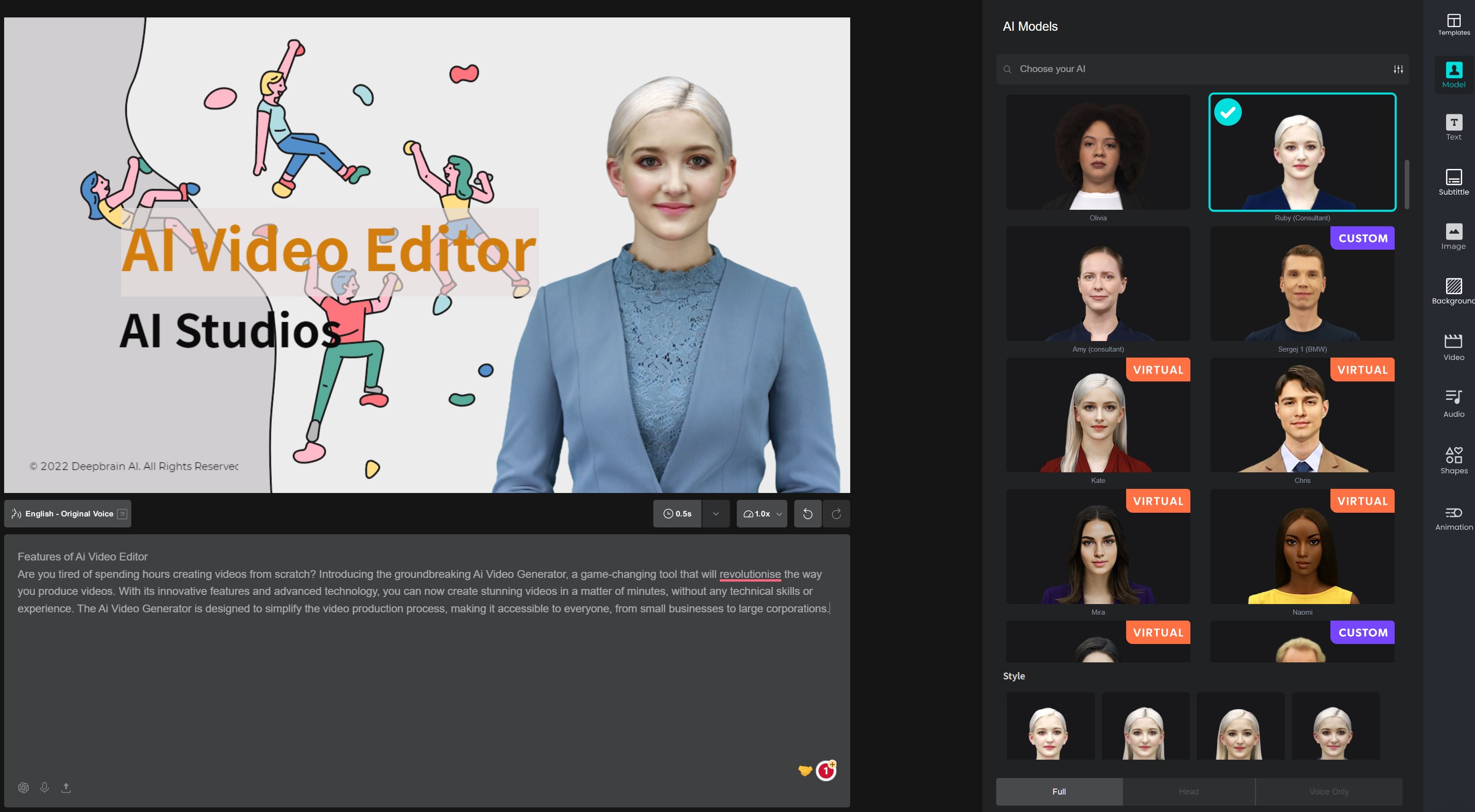 AI Studios AI Video Editor