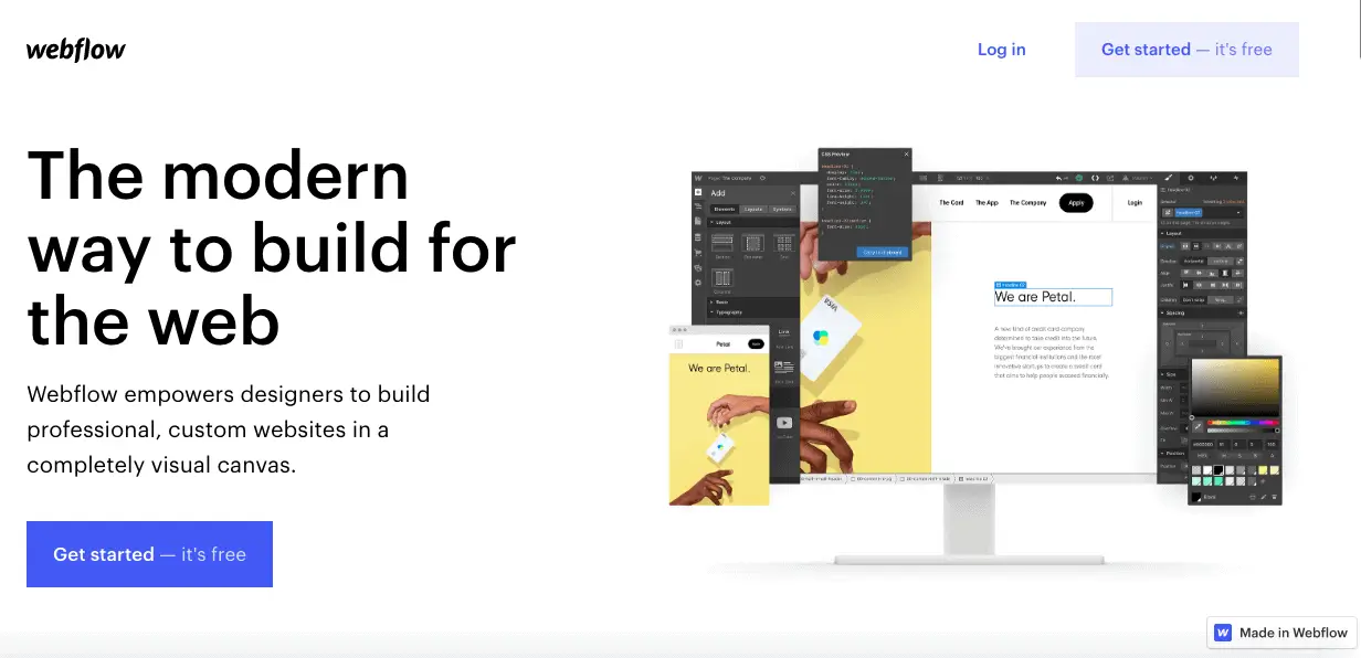 Webflow's user interface for intuitive website design