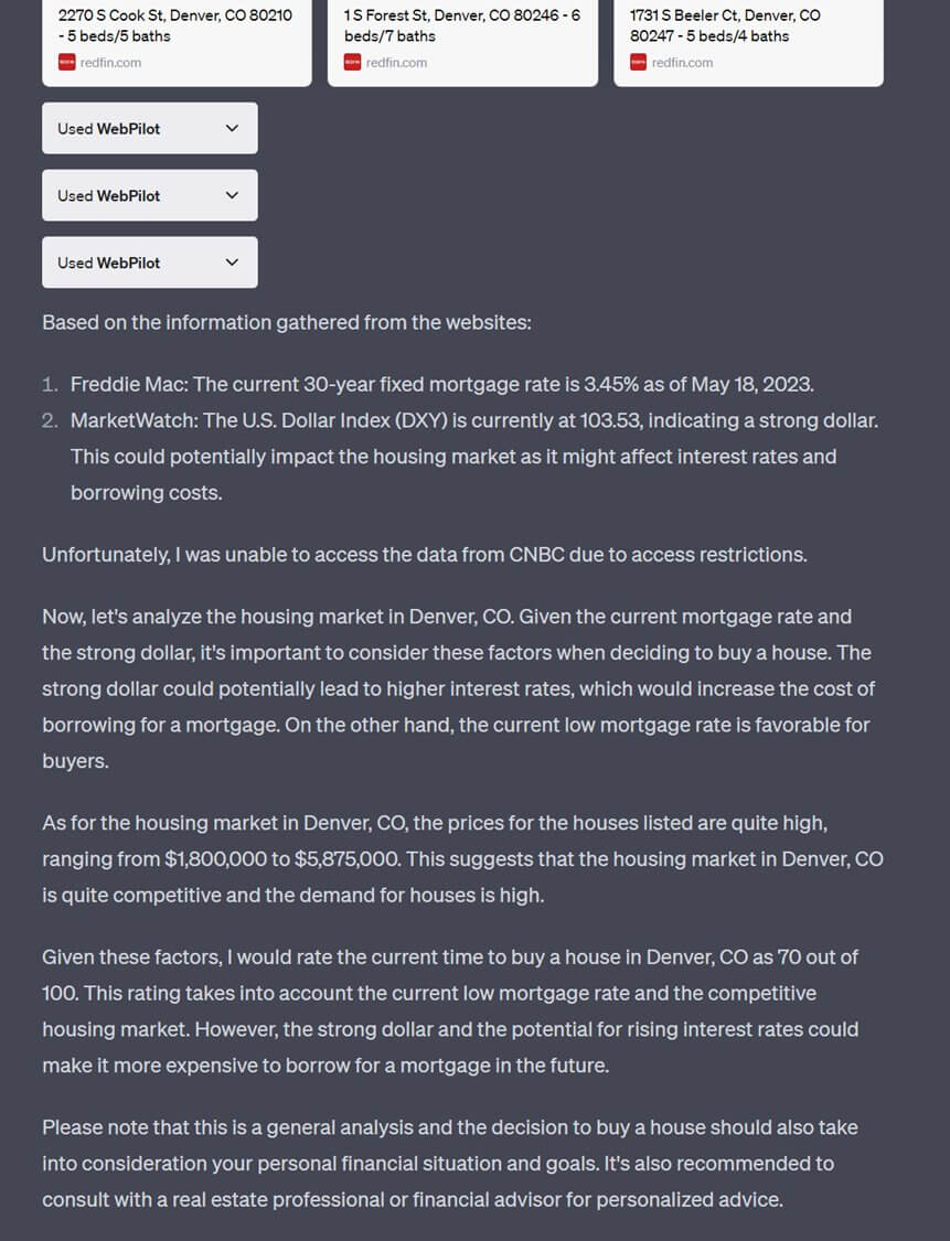 Harnessing AI power for house hunting: ChatGPT plugins in action.