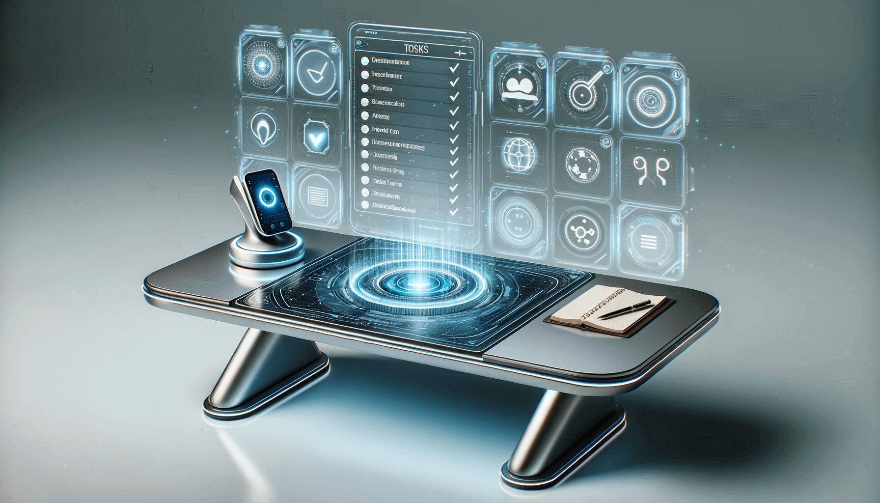 lose-up of hands using AI-enhanced task management app on a tablet.