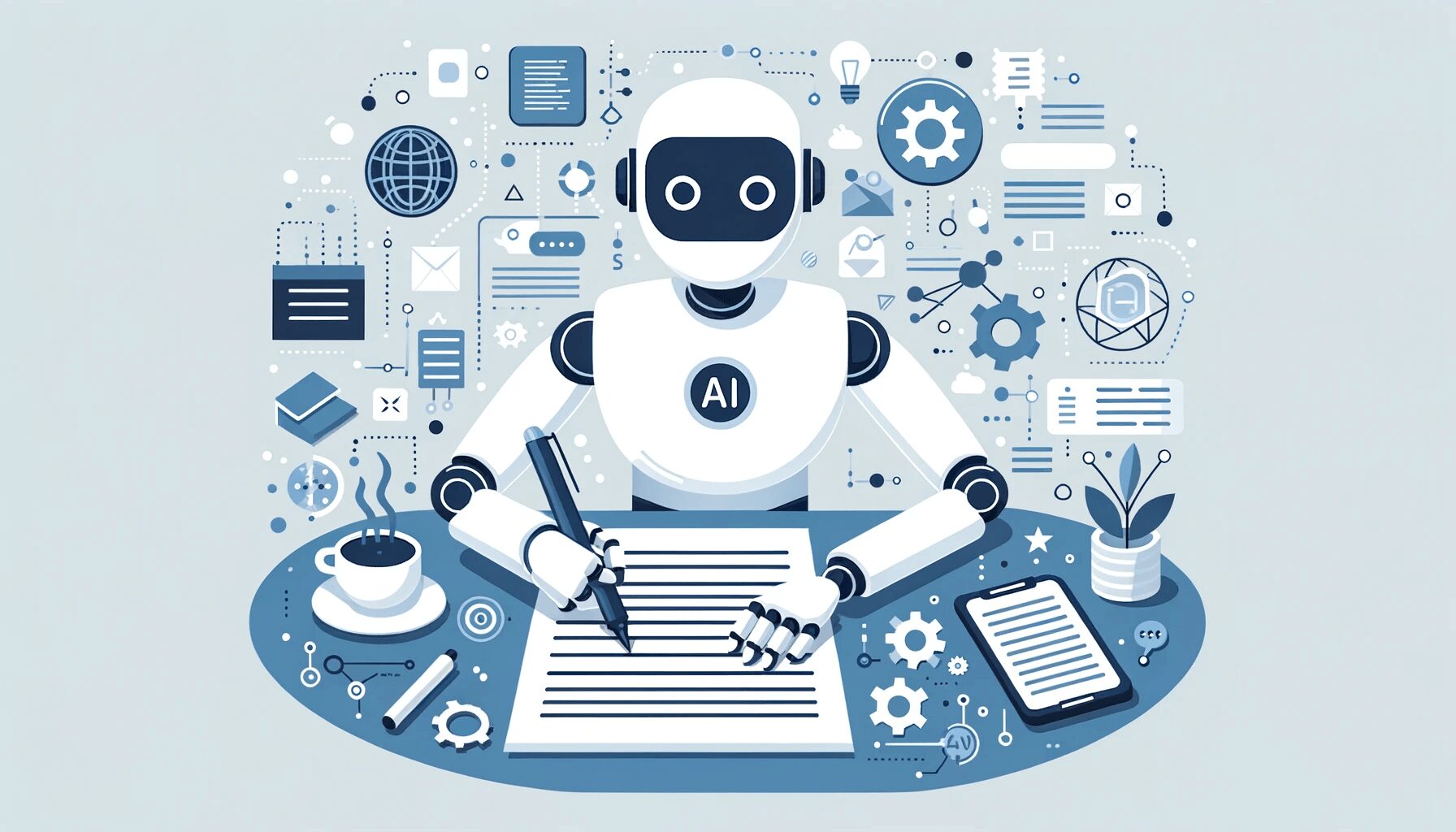 Laptop screen displaying an AI blog writing interface.
