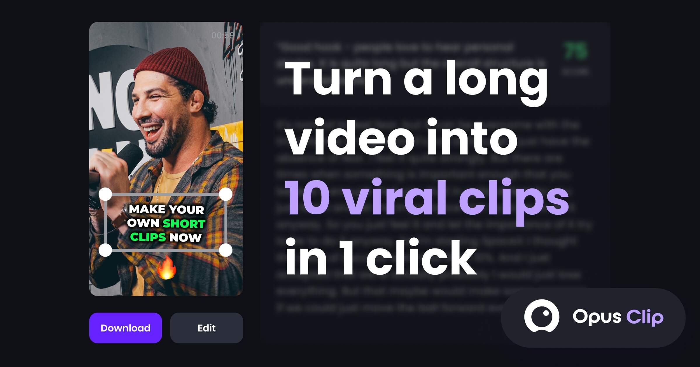 Opus Clip interface showcasing AI-powered video editing features.