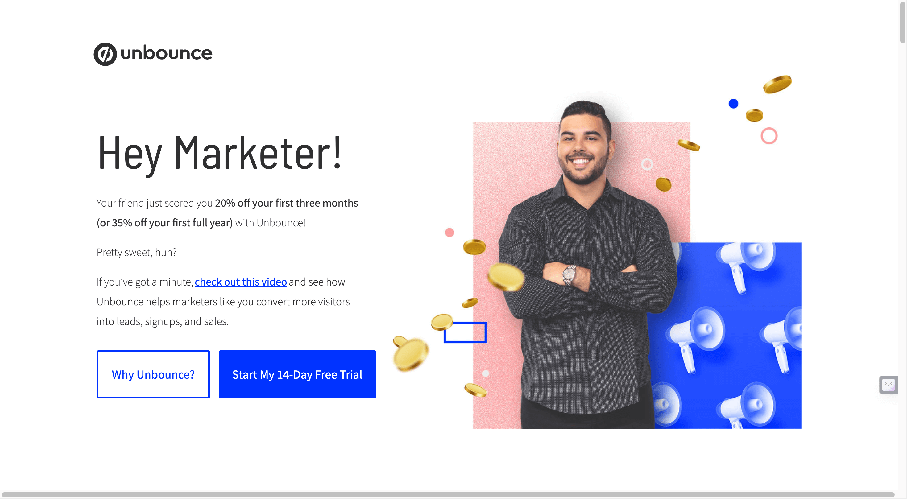 Unbounce AI-generated content being used in a digital marketing campaign.