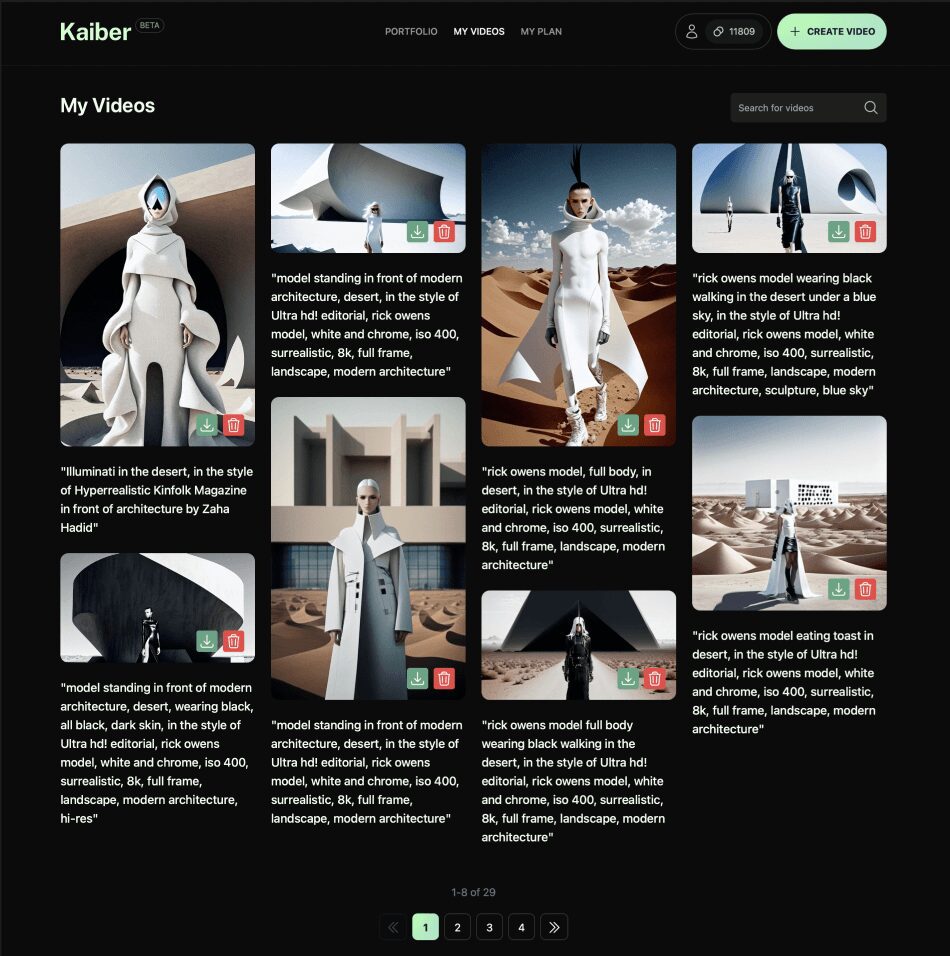 Kaiber AI Gallary, the ultimate tool for video generation