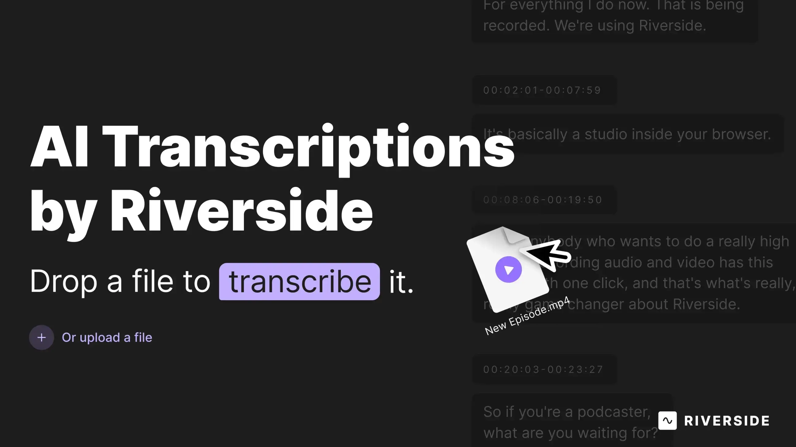 A content creator happily using Riverside Transcriptions to convert podcast episodes into engaging show notes.