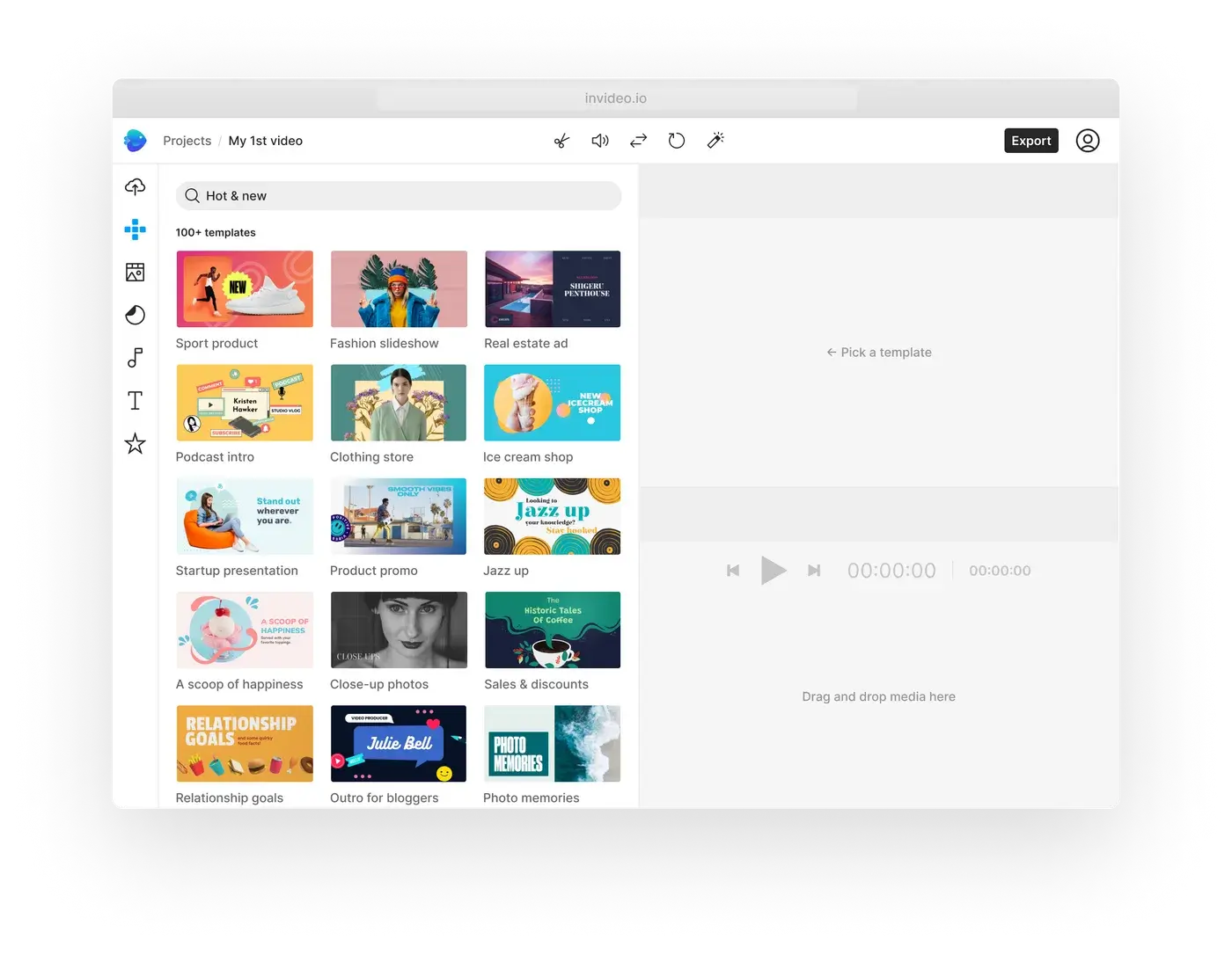 User creating a video using InVideo