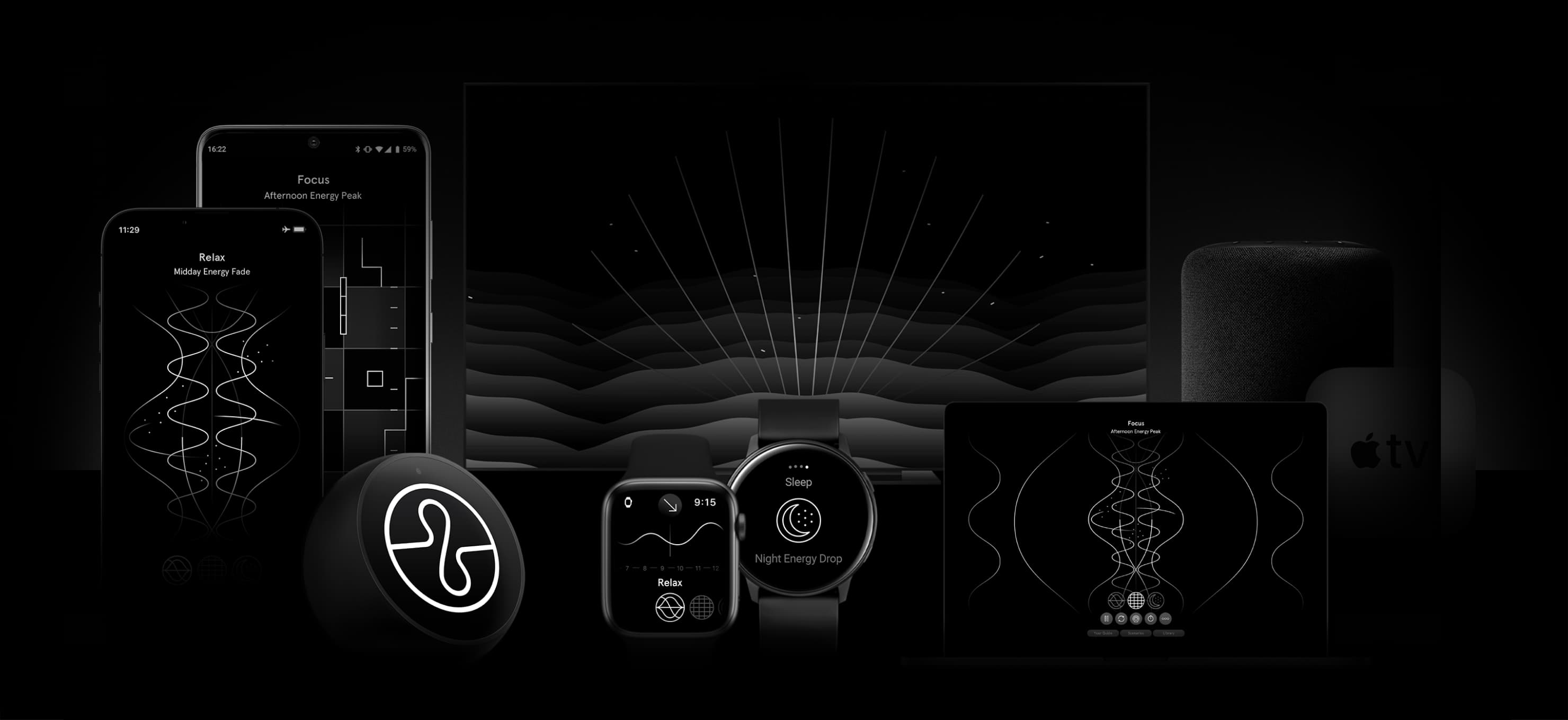 Endel app interface on a smartphone, creating a personalized soundscape for improved focus and relaxation.