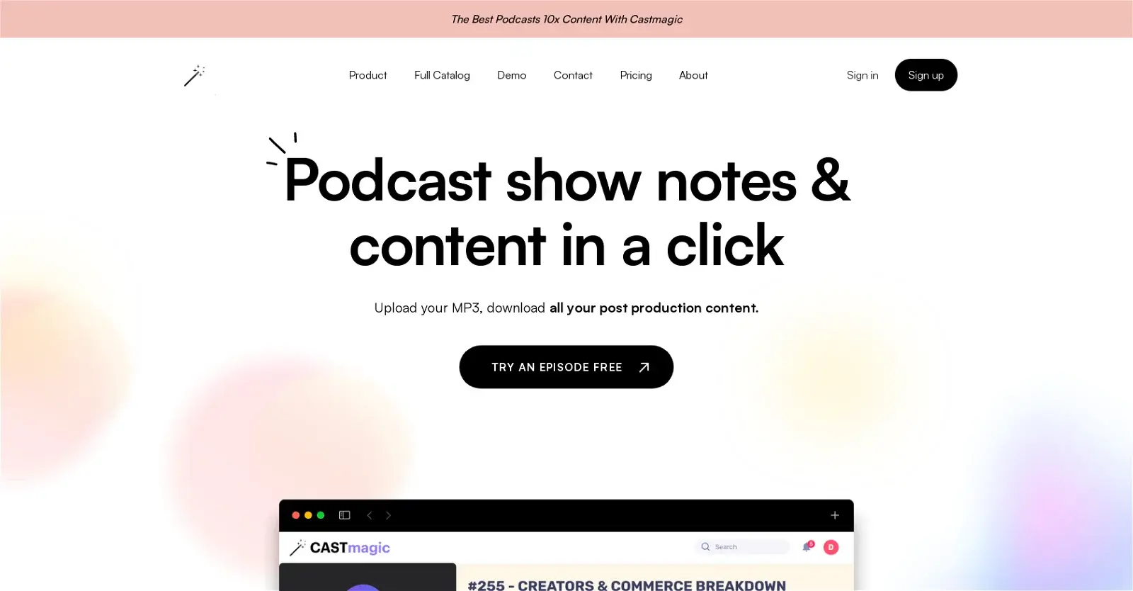 Pricing plans of Cast Magic tailored for podcasters, educators, and businesses.