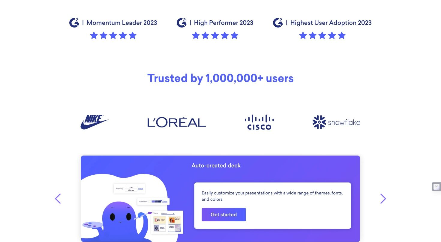 Decktopus user interface showcasing a variety of AI-powered slide templates.
