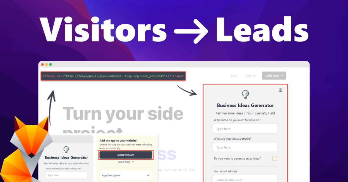 Foxy Apps - A suite of AI-powered apps designed to convert website visitors into leads.