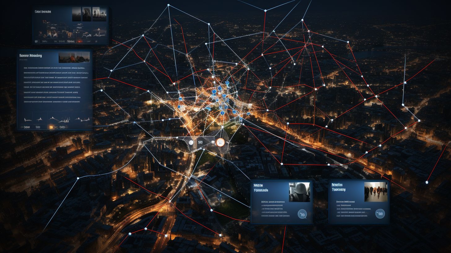 Aerial drone photo of 10Web.io platform surrounded by technology.