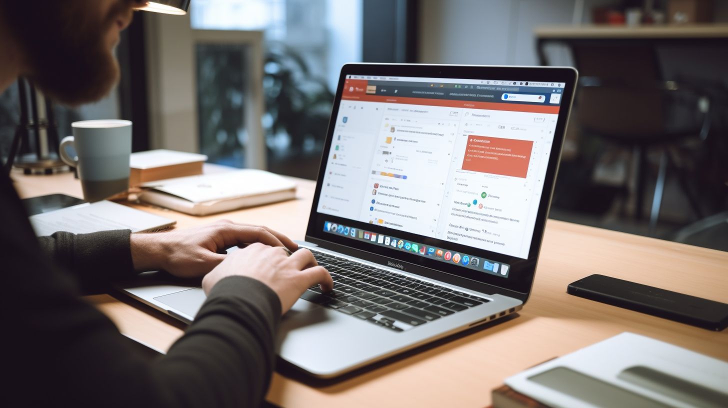 A person using SEO tools on a laptop.