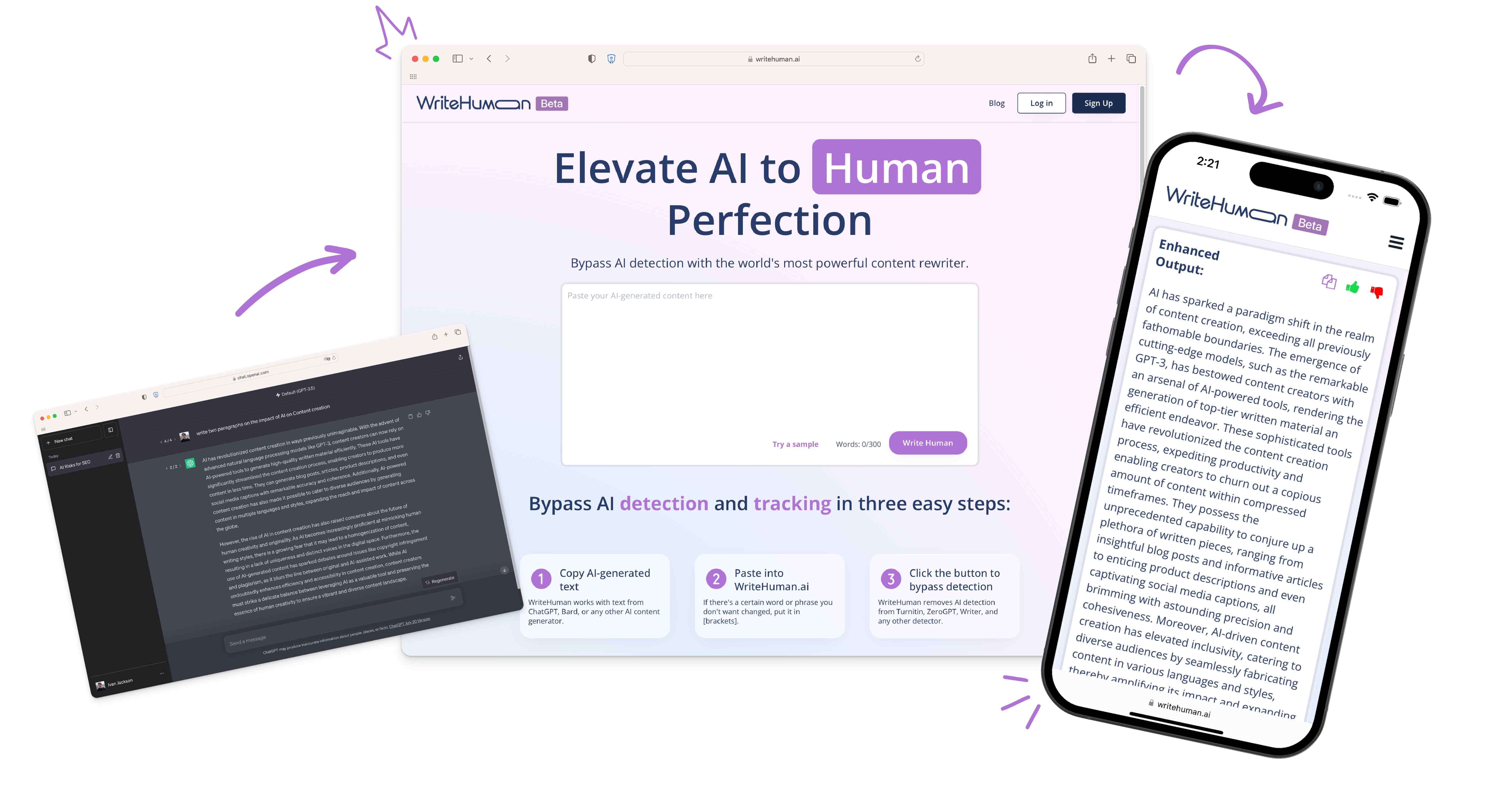 WriteHuman logo against a digital background, symbolizing AI text transformation.