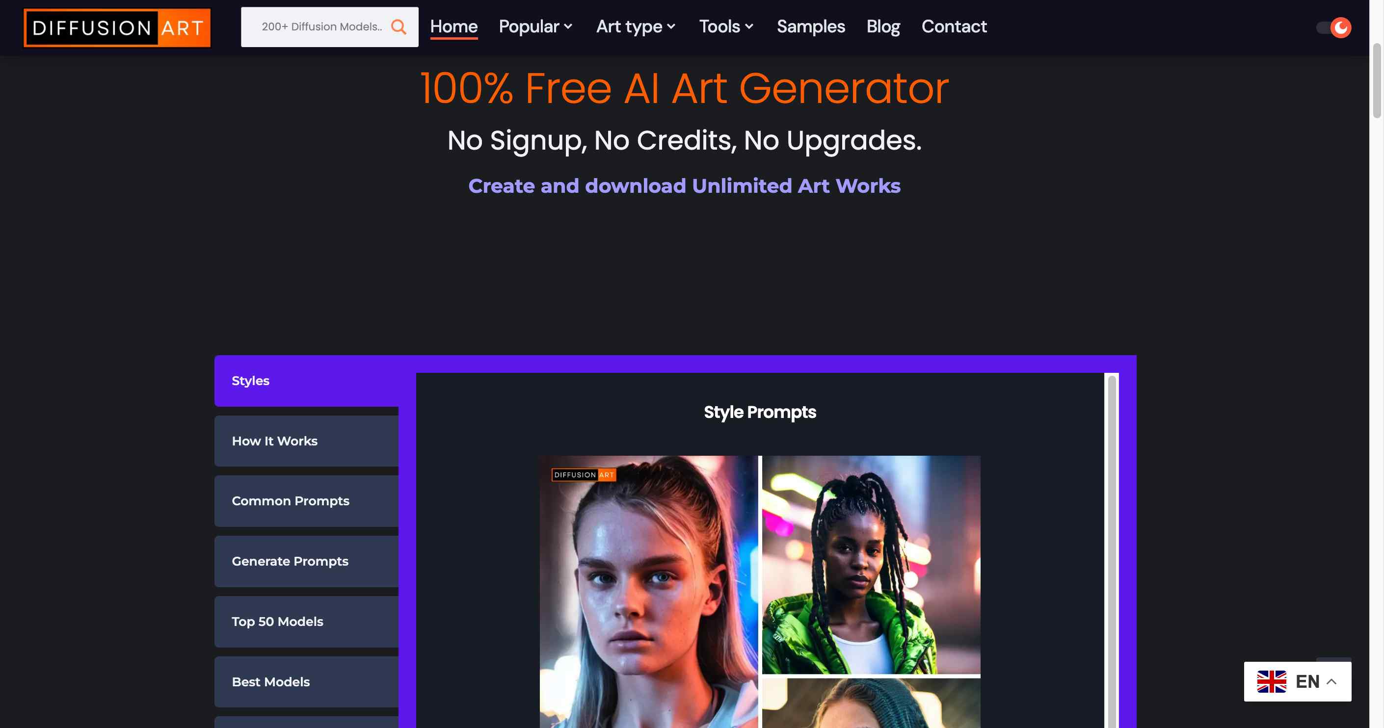 Generate unique anime and photorealistic images with Diffusionart
