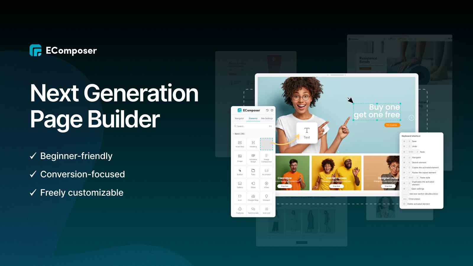 EComposer drag-and-drop interface for easy Shopify page design.