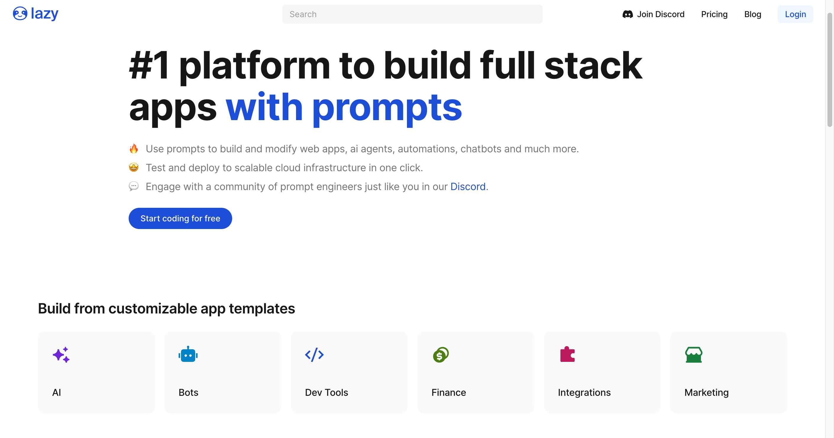Customizable Lazy AI app templates for rapid development" - Highlights the benefit of using Lazy AI