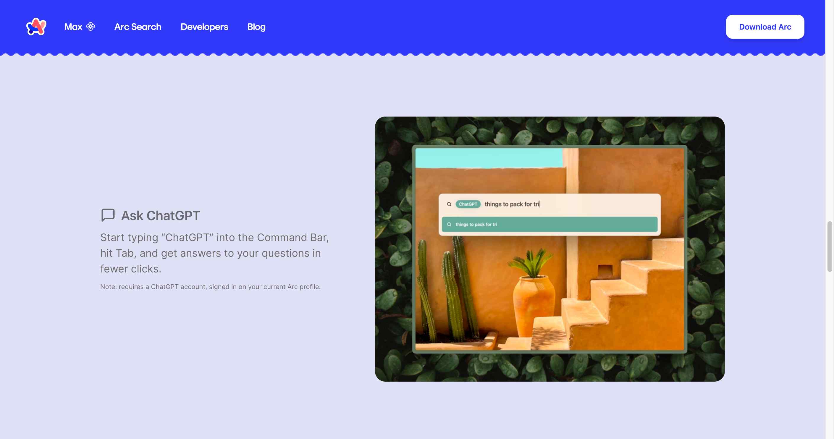 User activating AI features in Arc Max Browser using the command bar for a customized browsing setup.