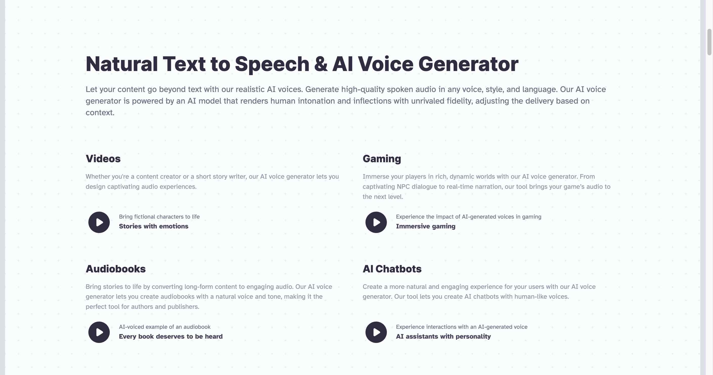 High-Quality Audio: Generates spoken audio that mirrors human intonation and inflections.