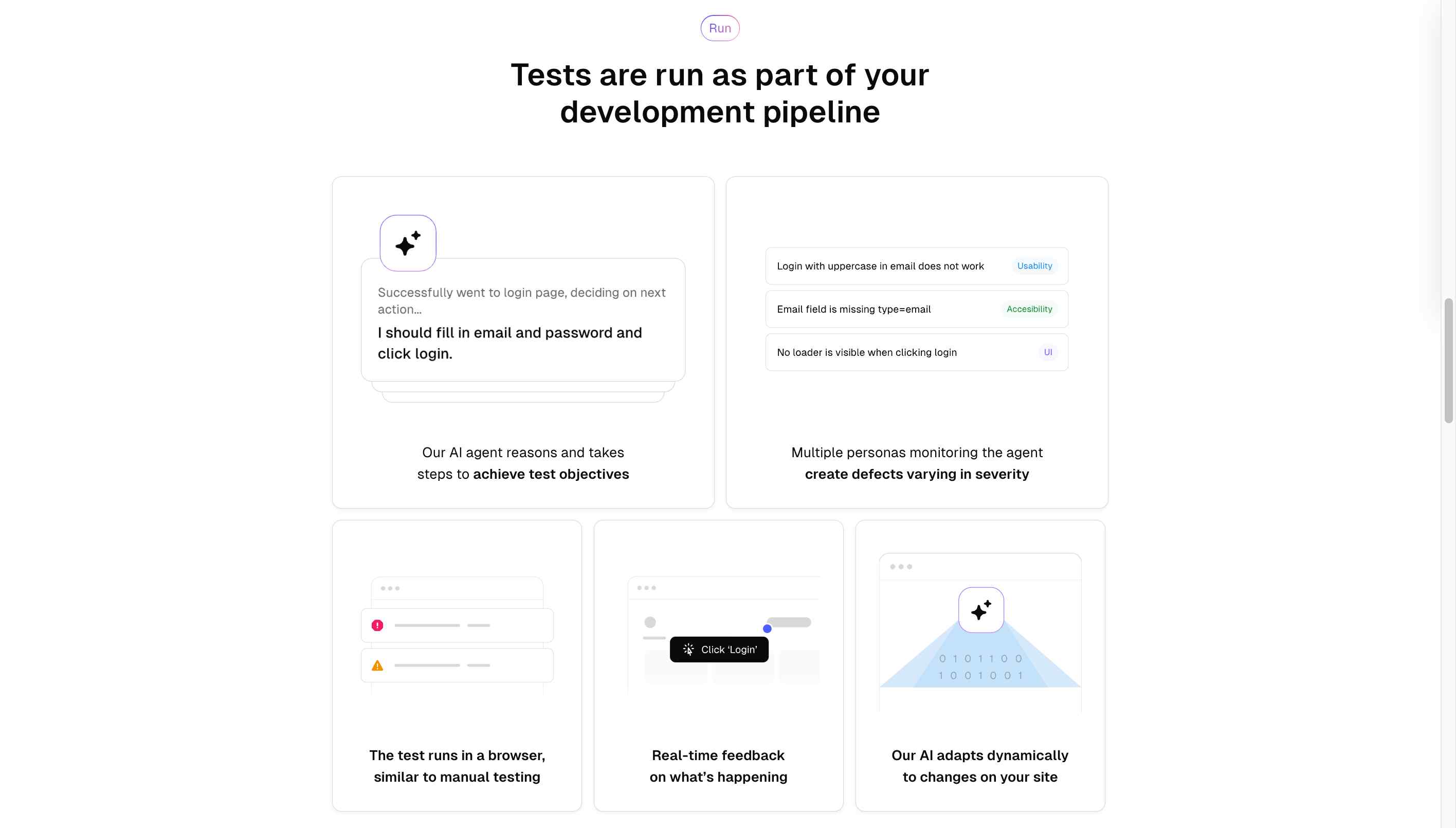 Integrate QA.tech into your development pipeline for efficient testing.