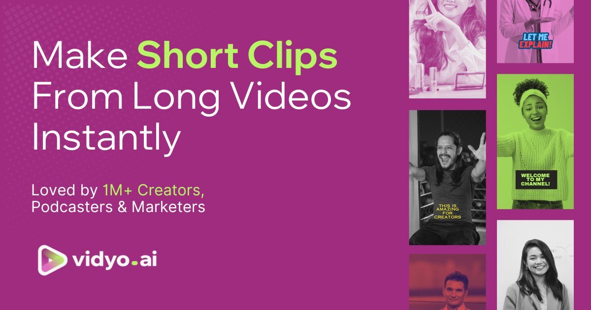 Vidyo.ai interface showcasing AI-powered video editing tools for content creators.