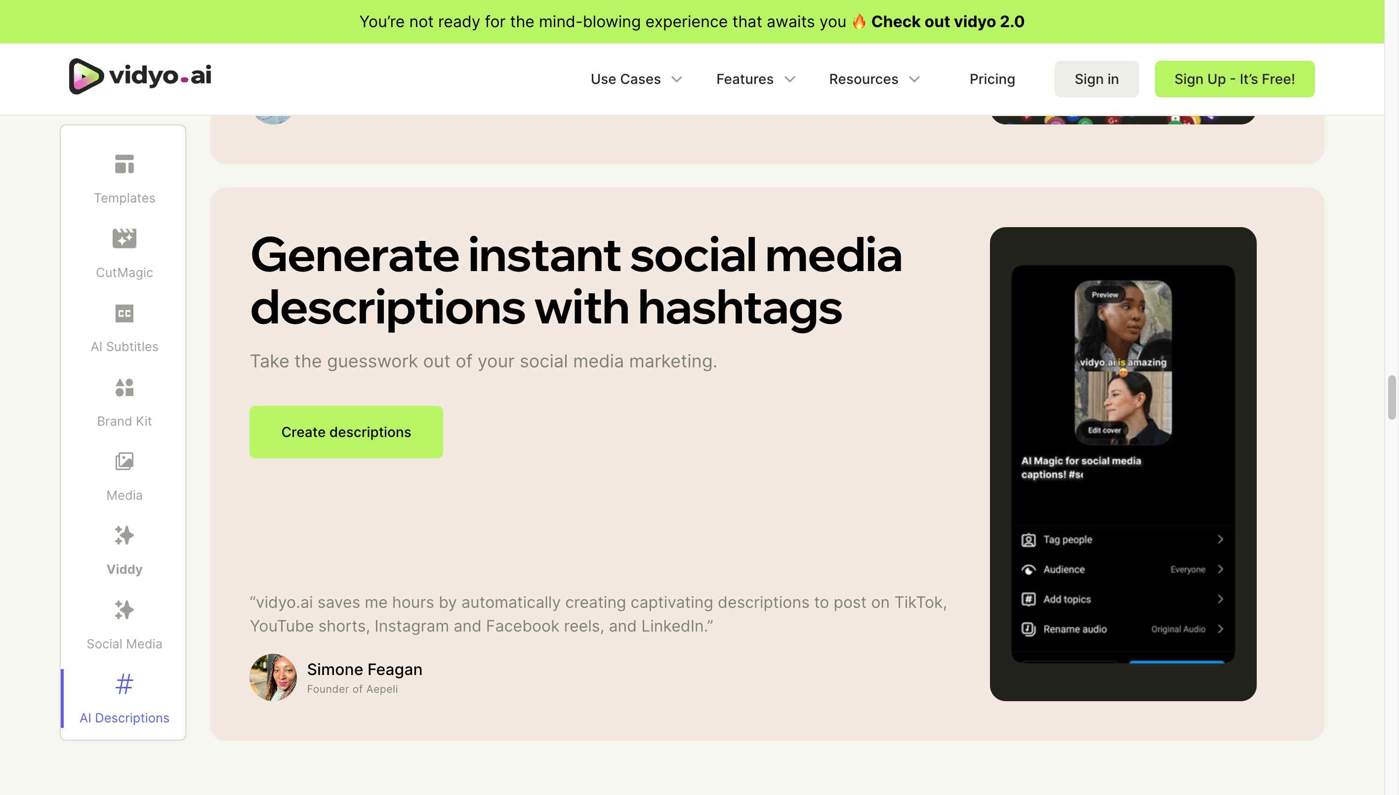 Content creator using Vidyo.ai’s brand kit integration to maintain brand consistency.