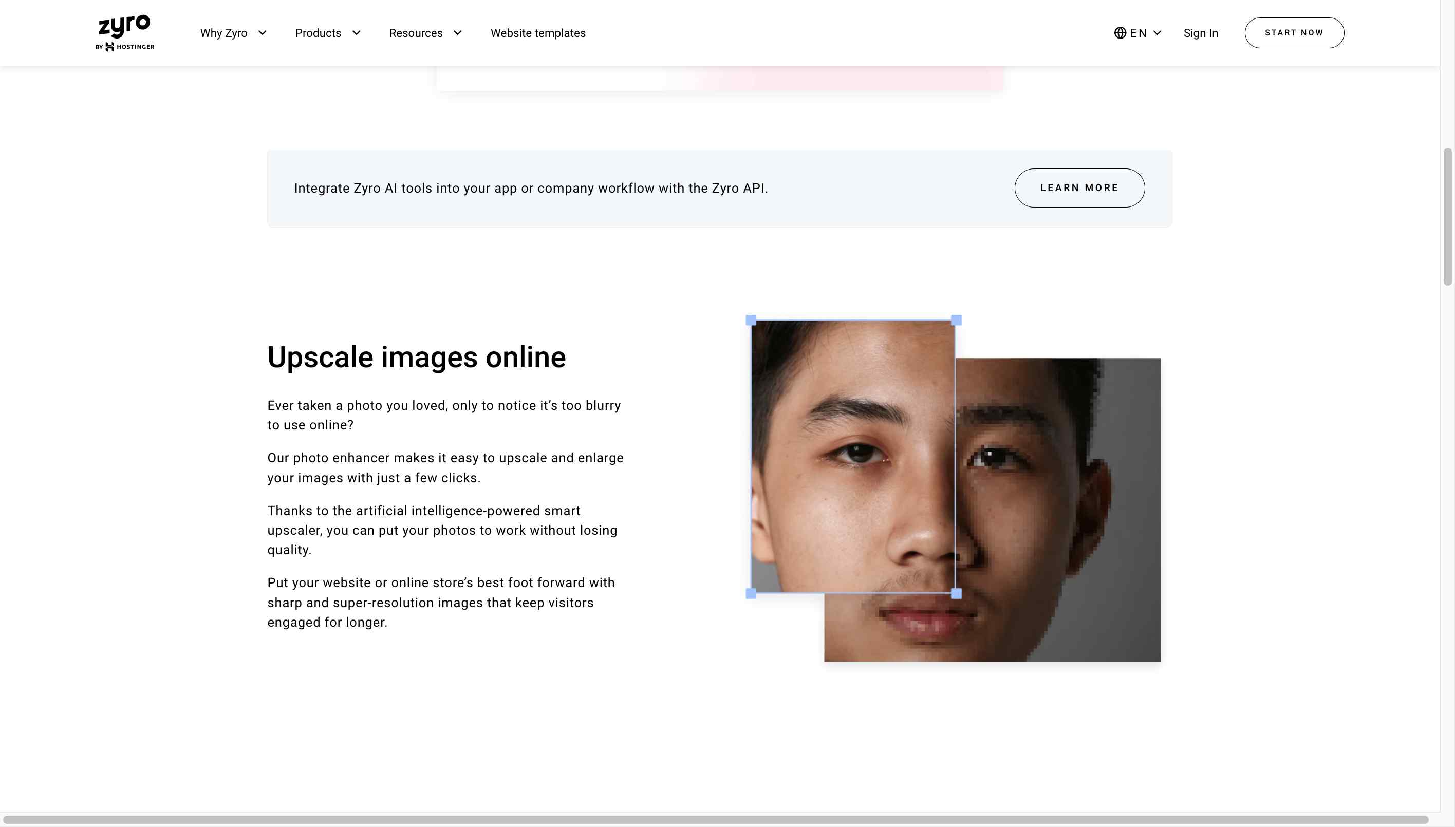 Zyro Image Upscaler outline