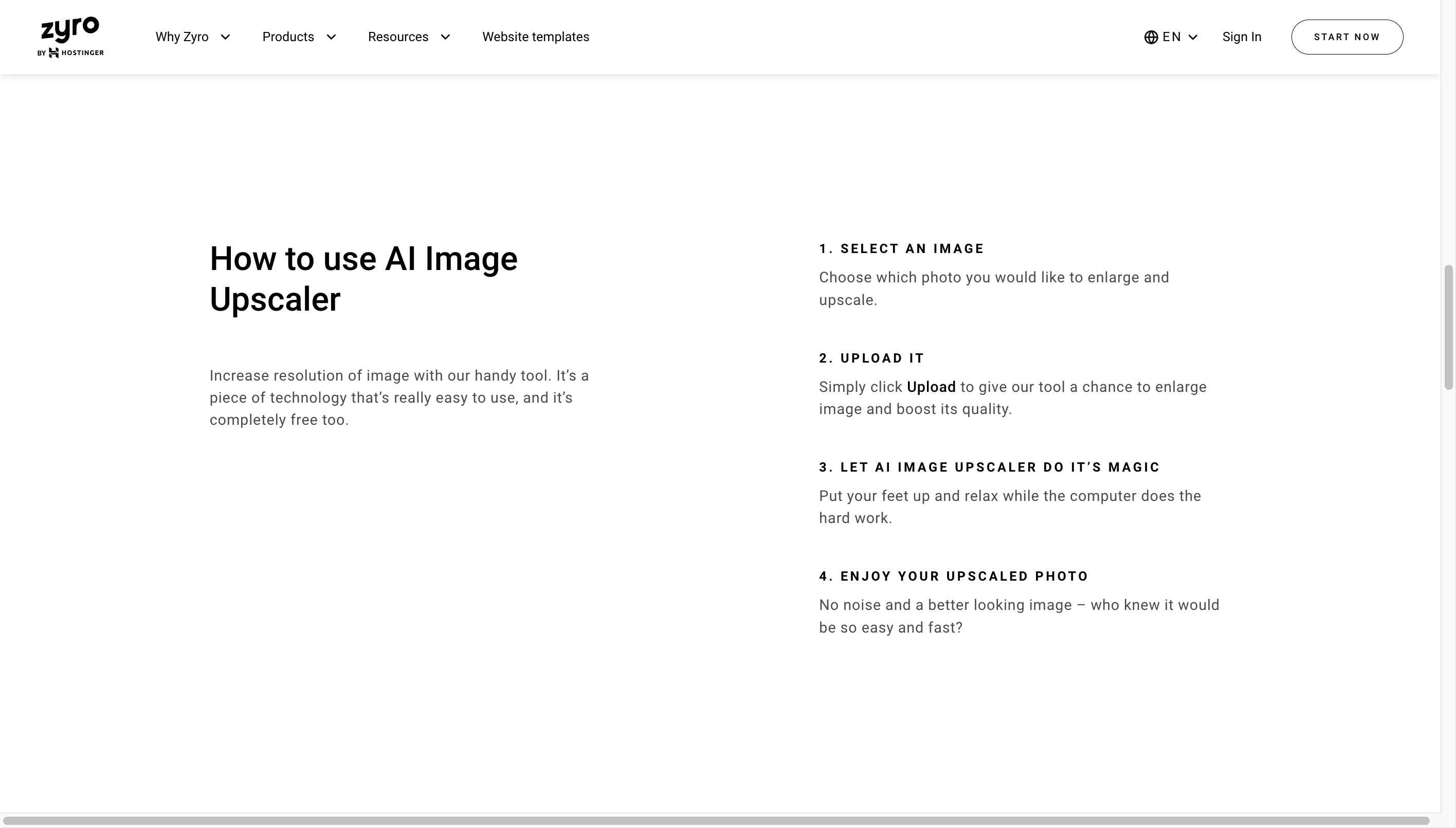 Zyro Image Upscaler - how to use an image upscaler