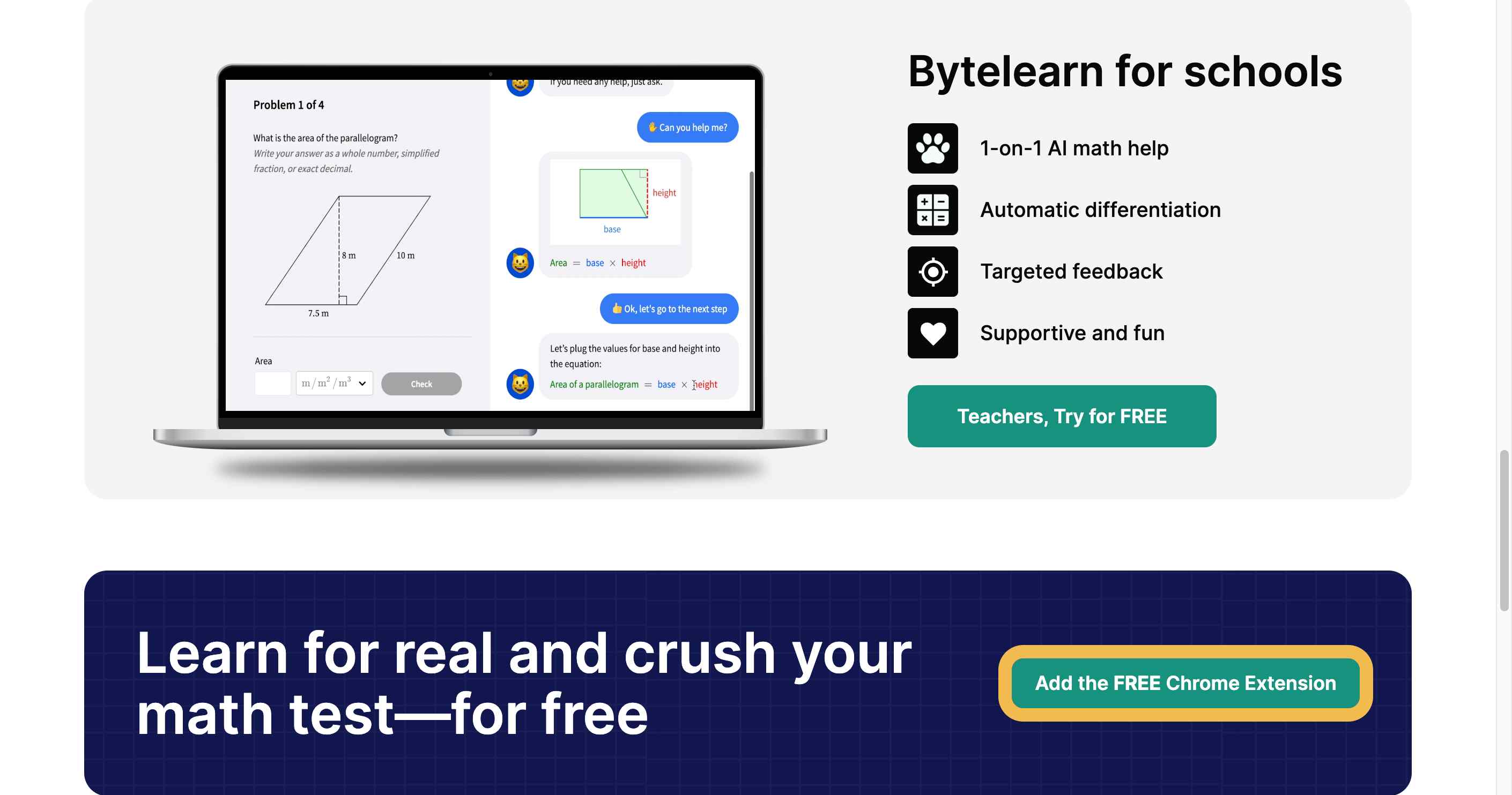 Middle school student enjoying a personalized math lesson on Bytelearn, enhanced by adaptive learning technology