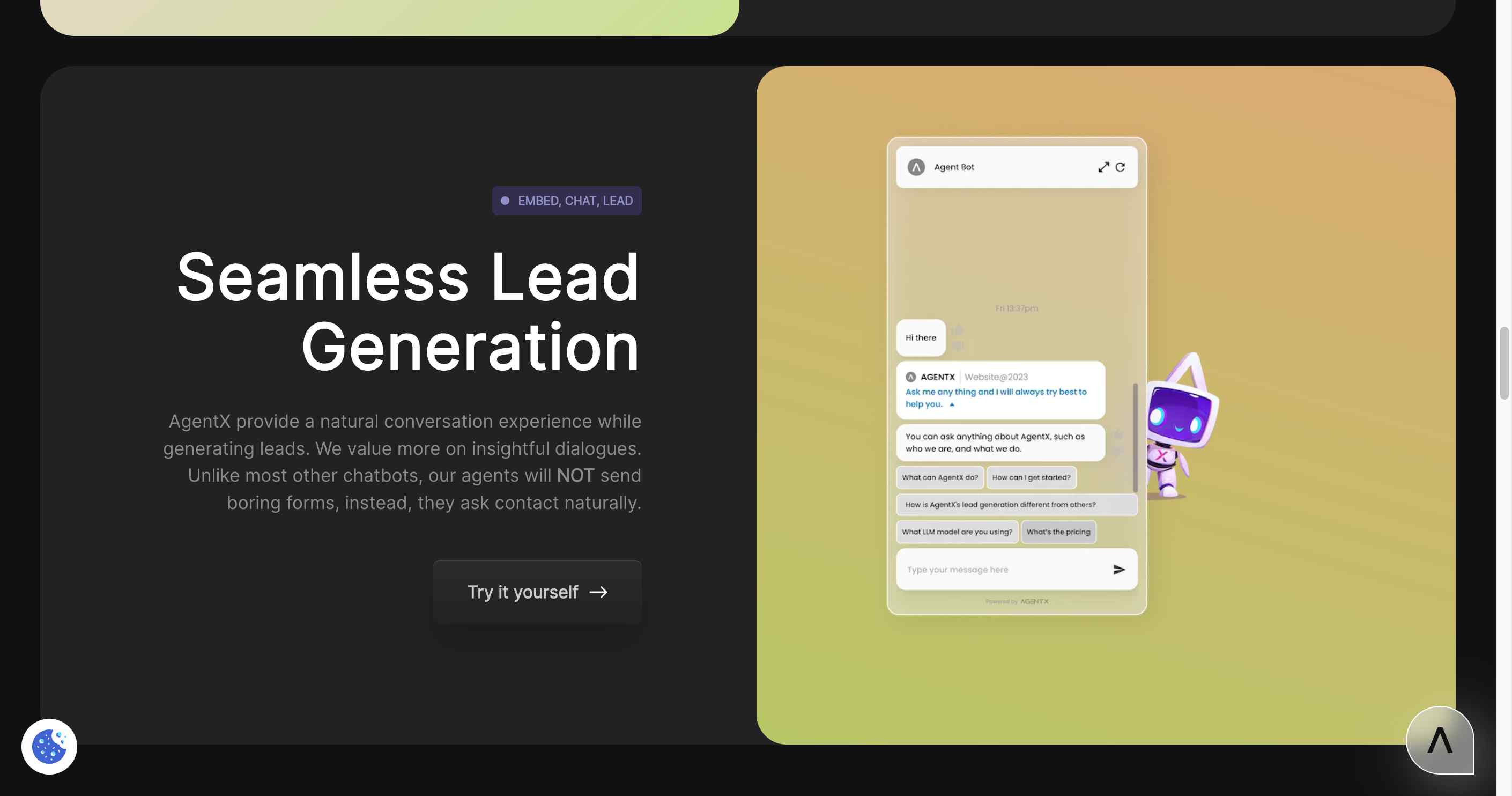 AgentX: Integrate AI chatbots seamlessly into your existing digital platforms.