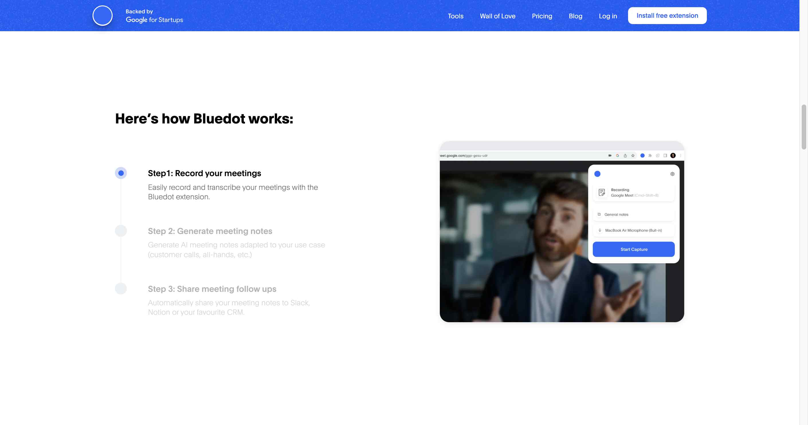 Secure, GDPR-compliant meeting recording with Bluedot - Your privacy protected.