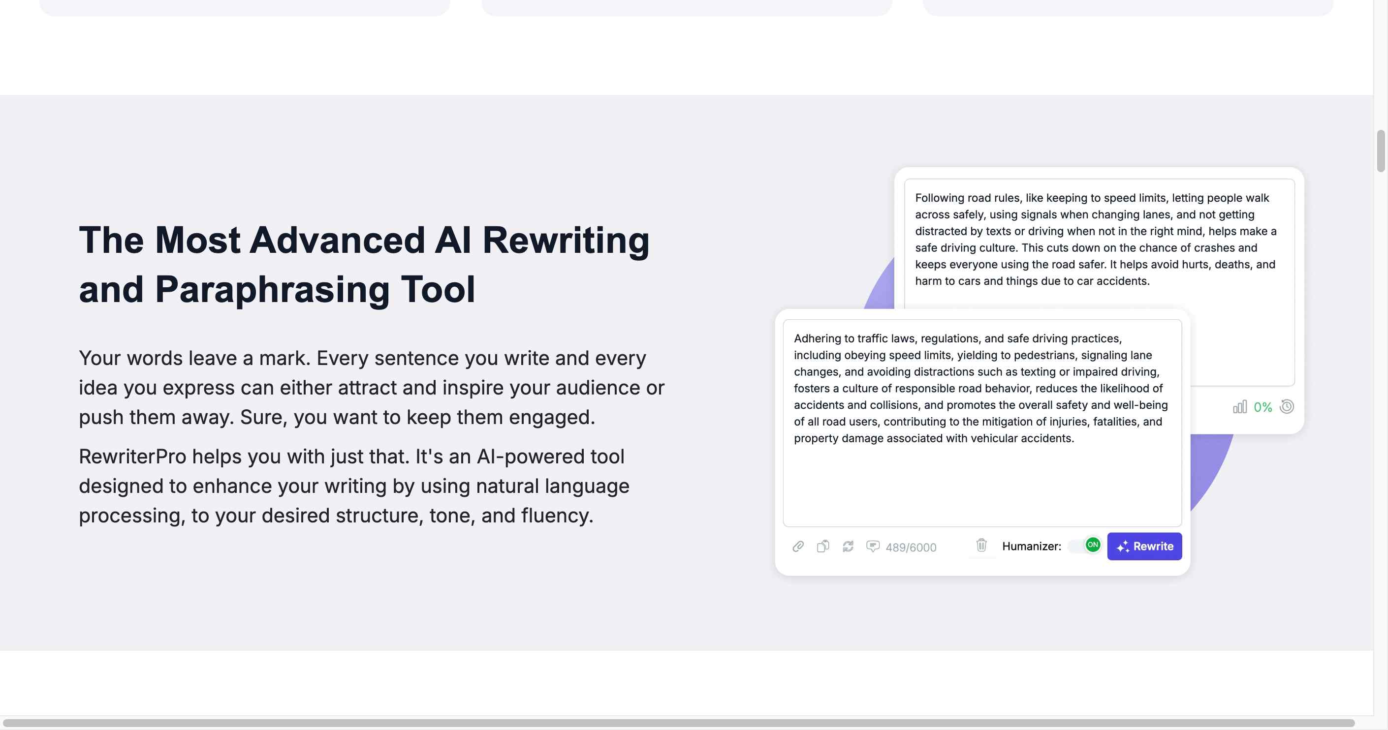 Achieve engaging, plagiarism-free writing effortlessly with RewriterPro