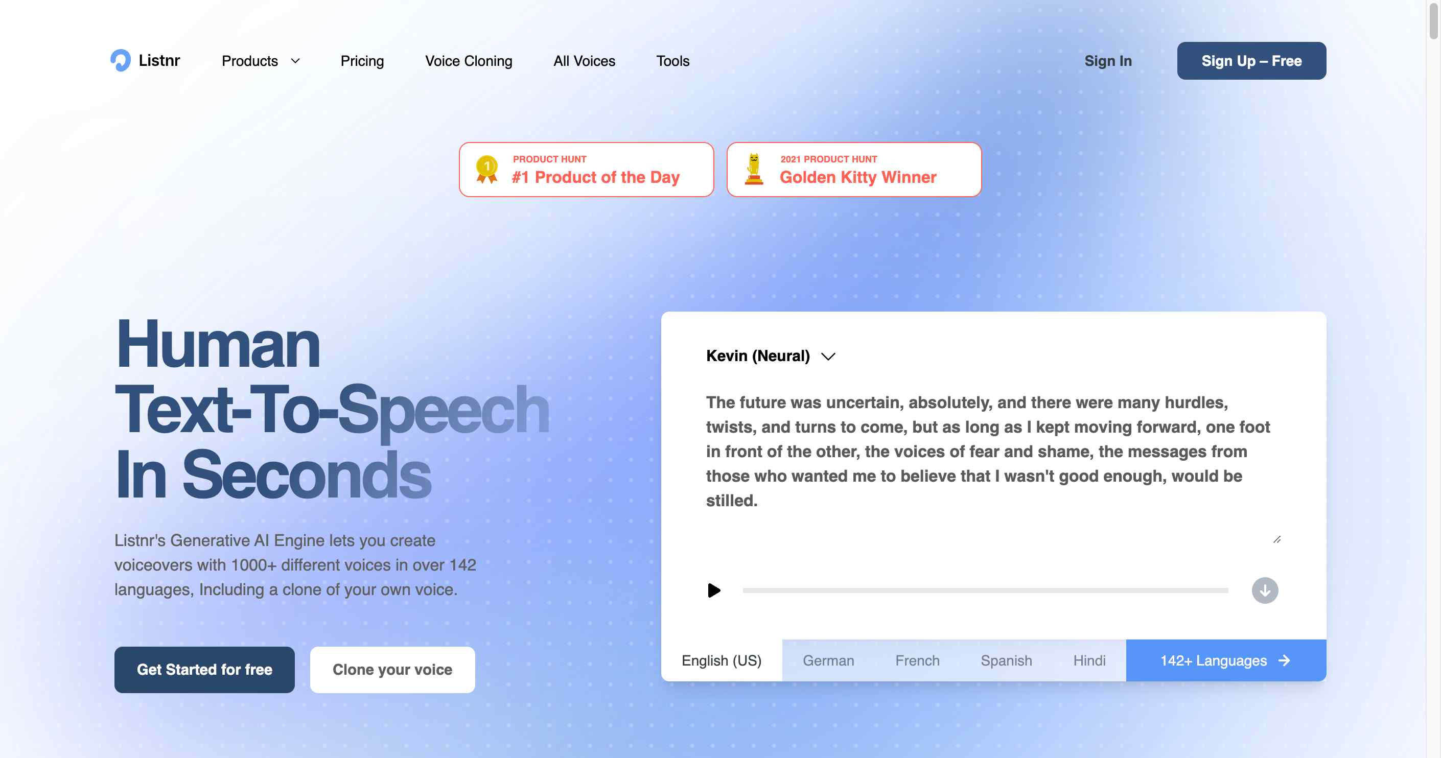 listnr ai - human text-to-speech