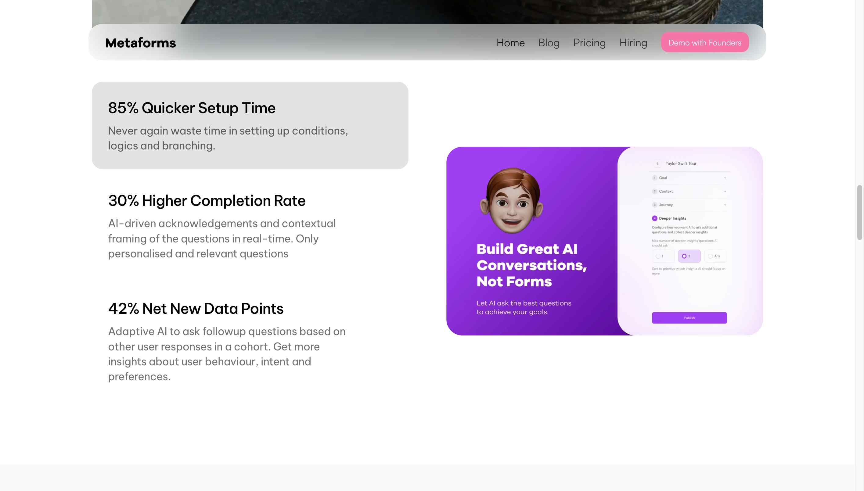 Transform feedback collection with Metaforms