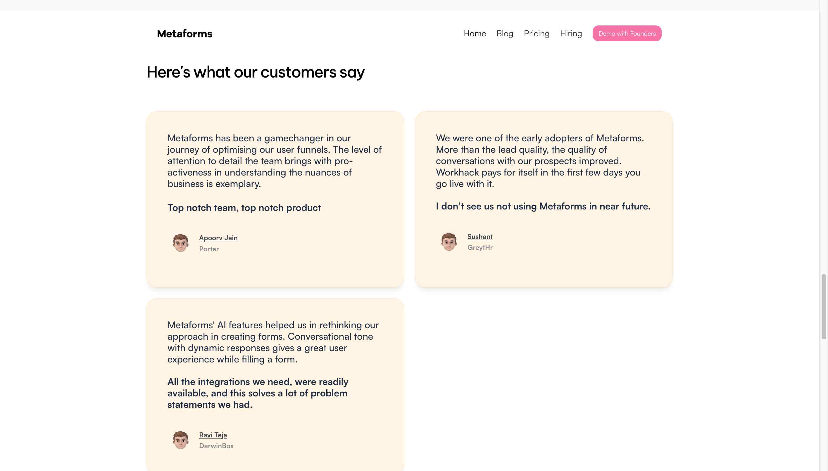 Metaforms AI testimonials