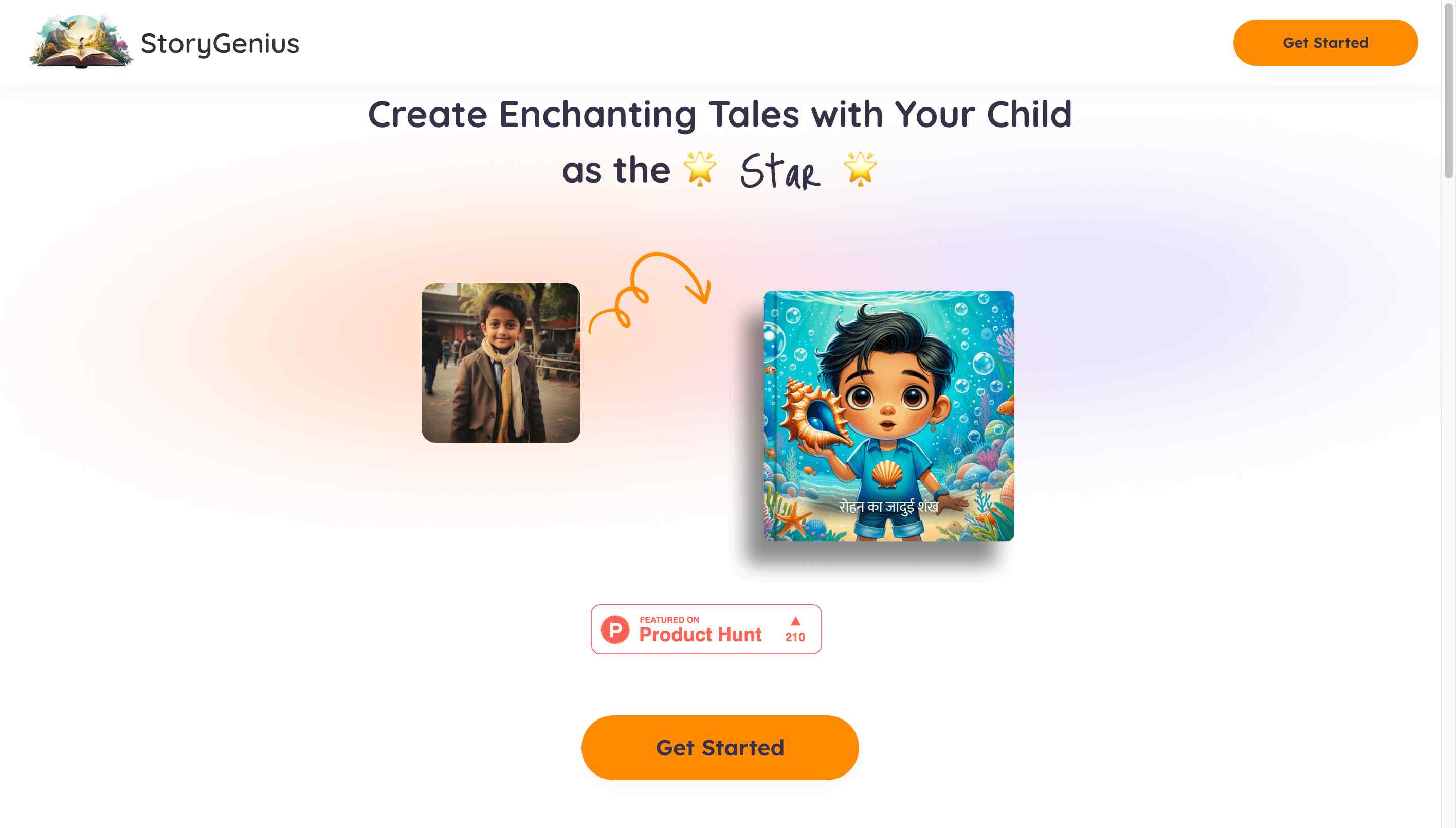 Child holding personalized StoryGenius book with joy