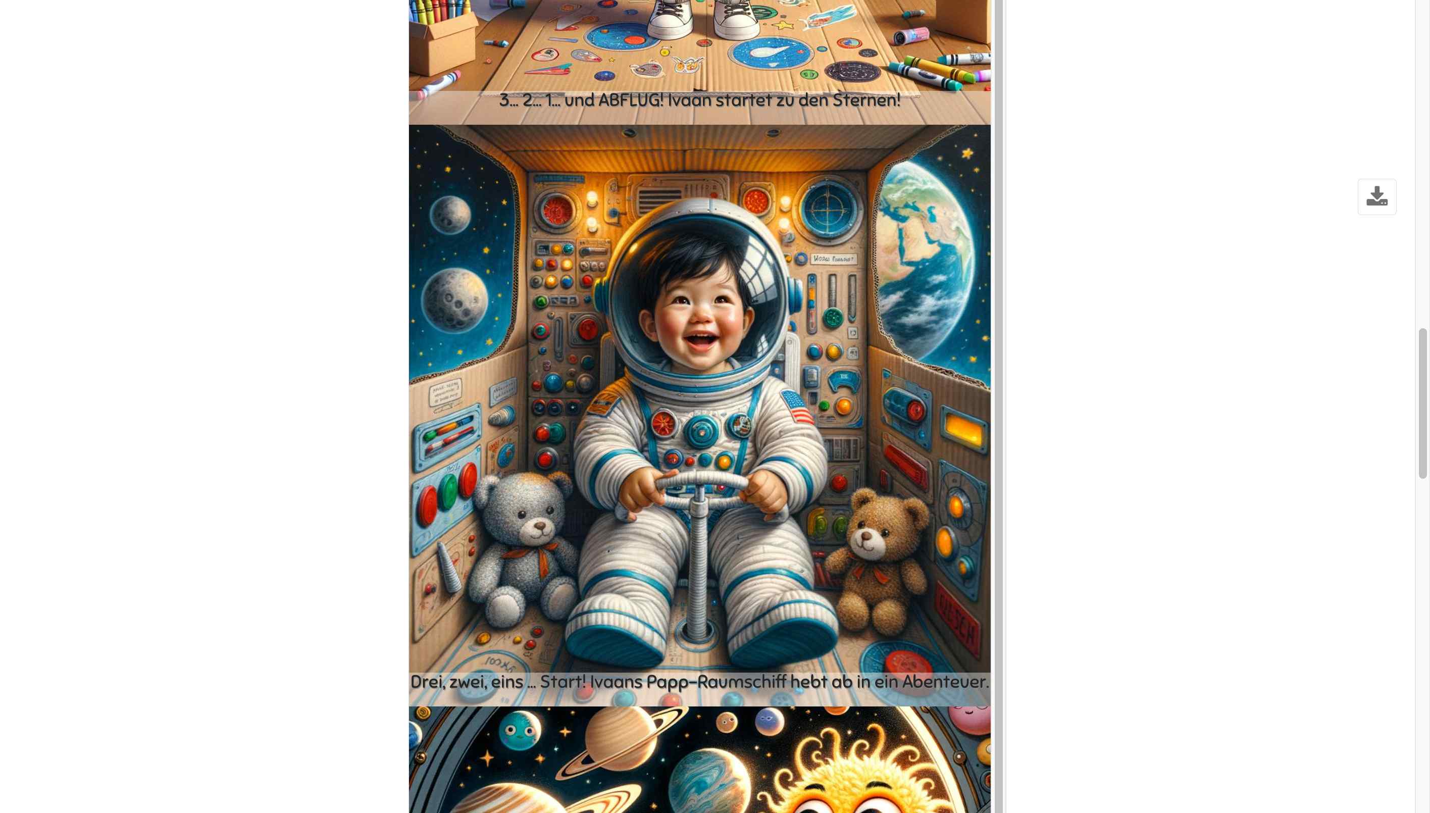 Sample personalized storybook page featuring a child as the hero