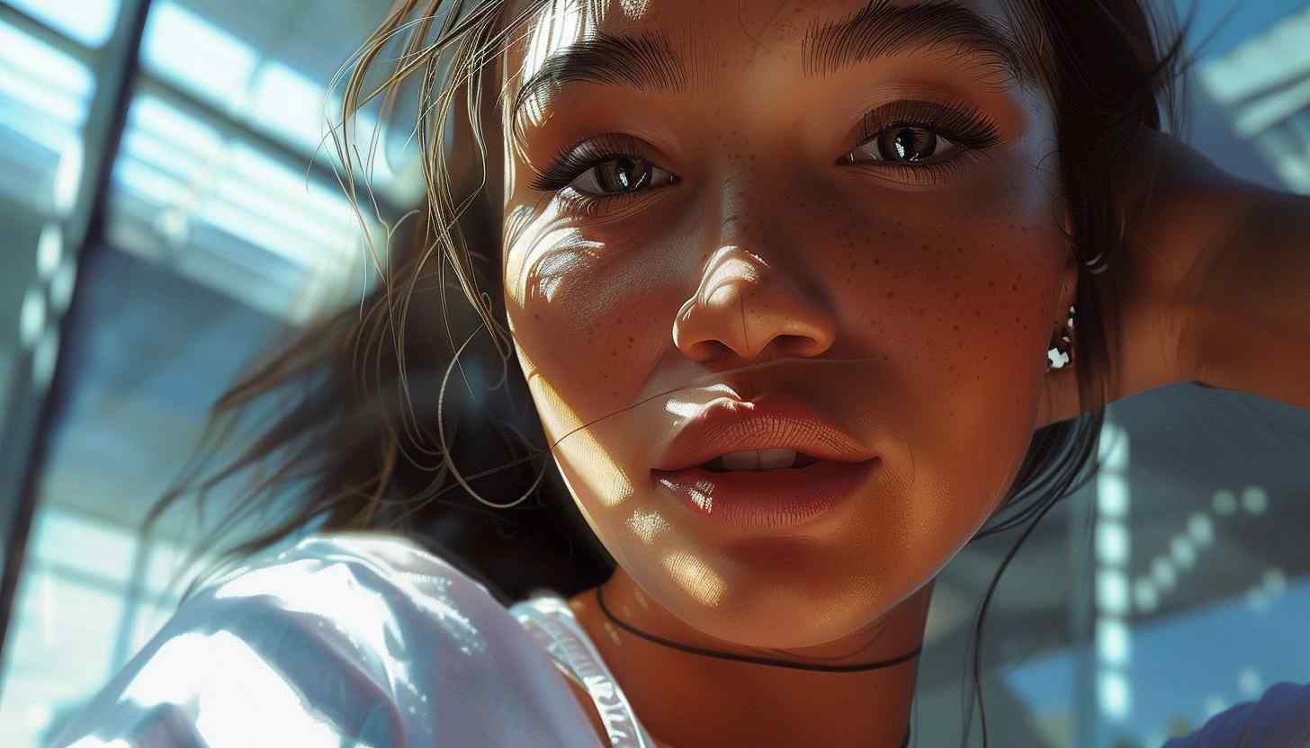 Close-up of AI influencer