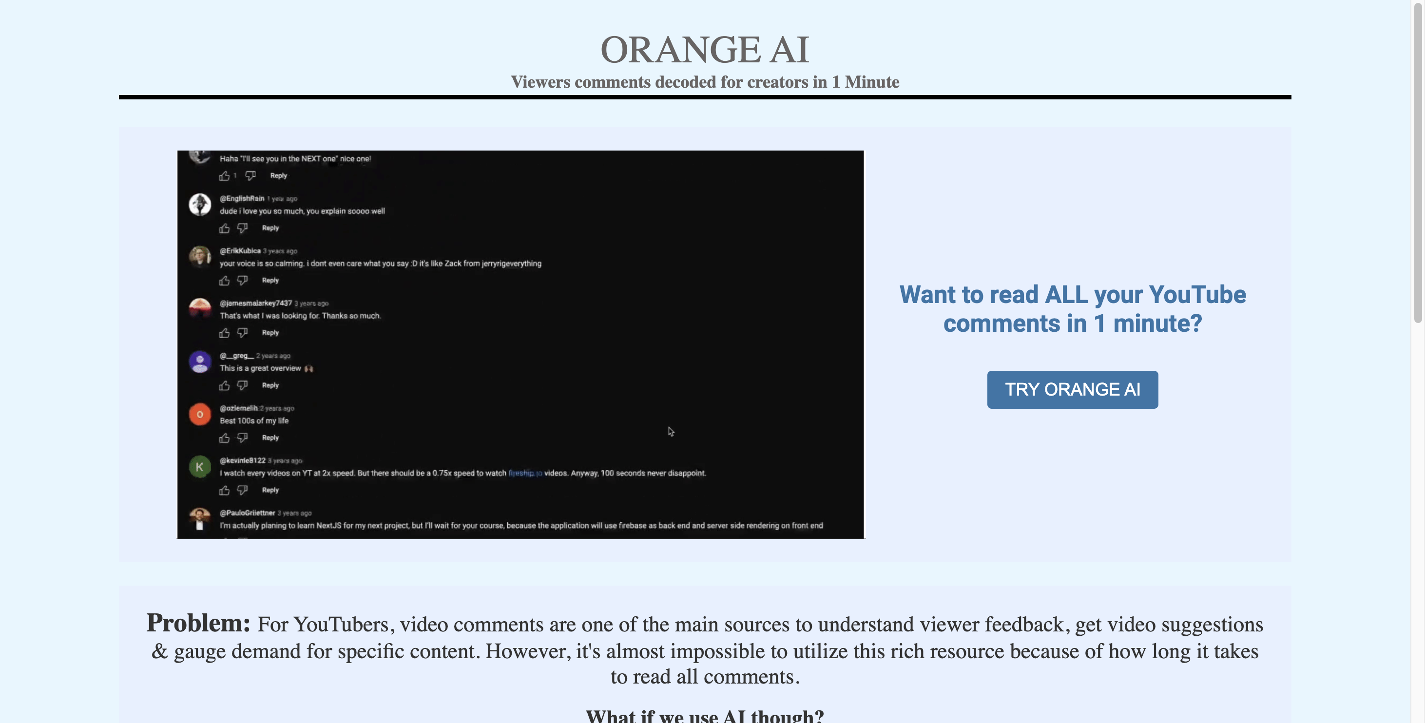 Detailed view of Orange AI