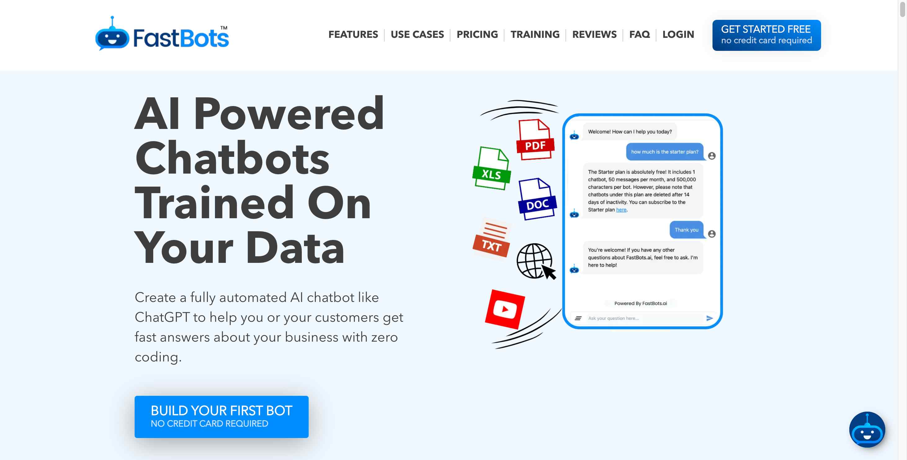 Create custom AI chatbots with FastBots AI - No coding required!