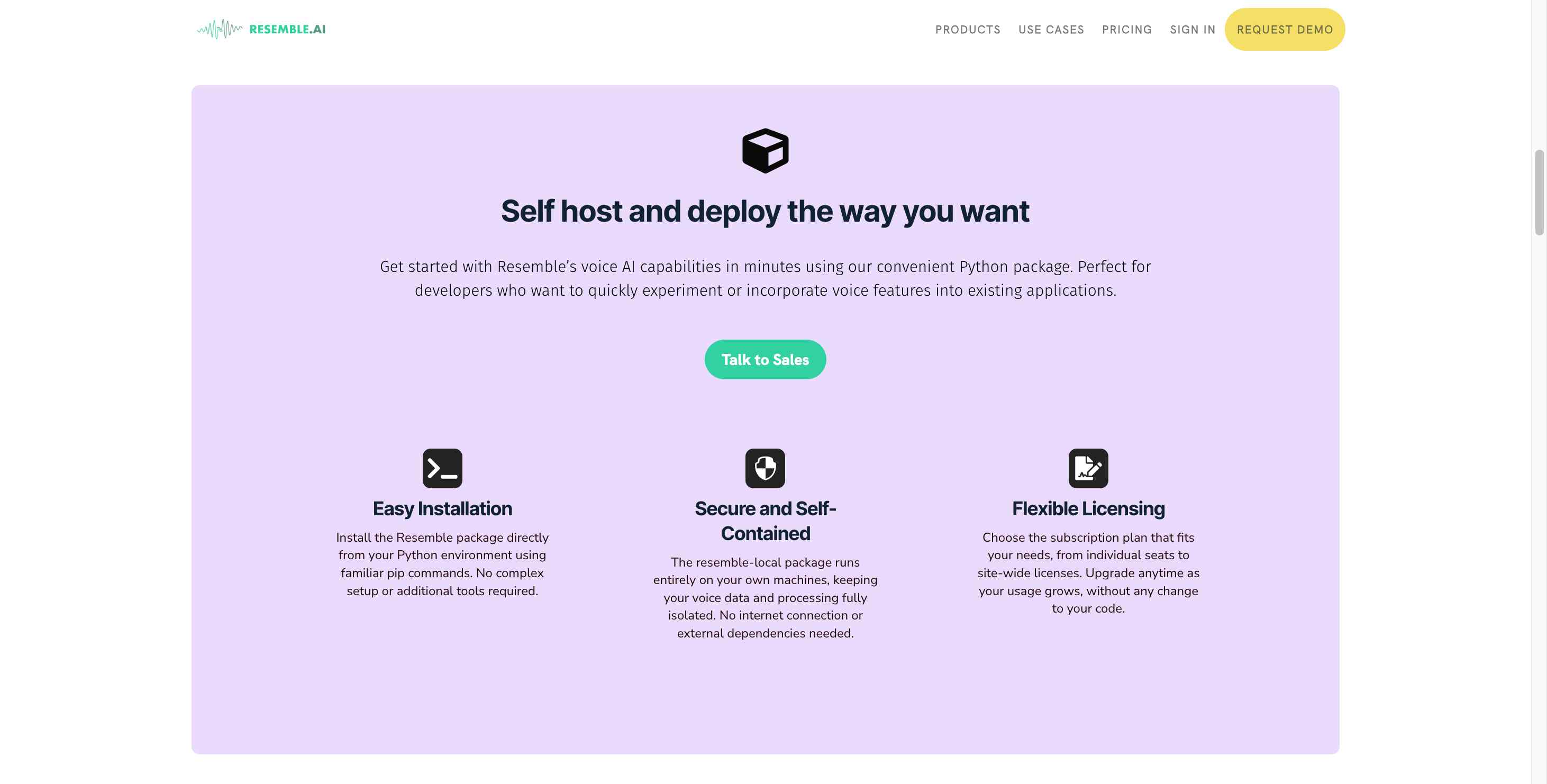 Screenshot showing Resemble AI