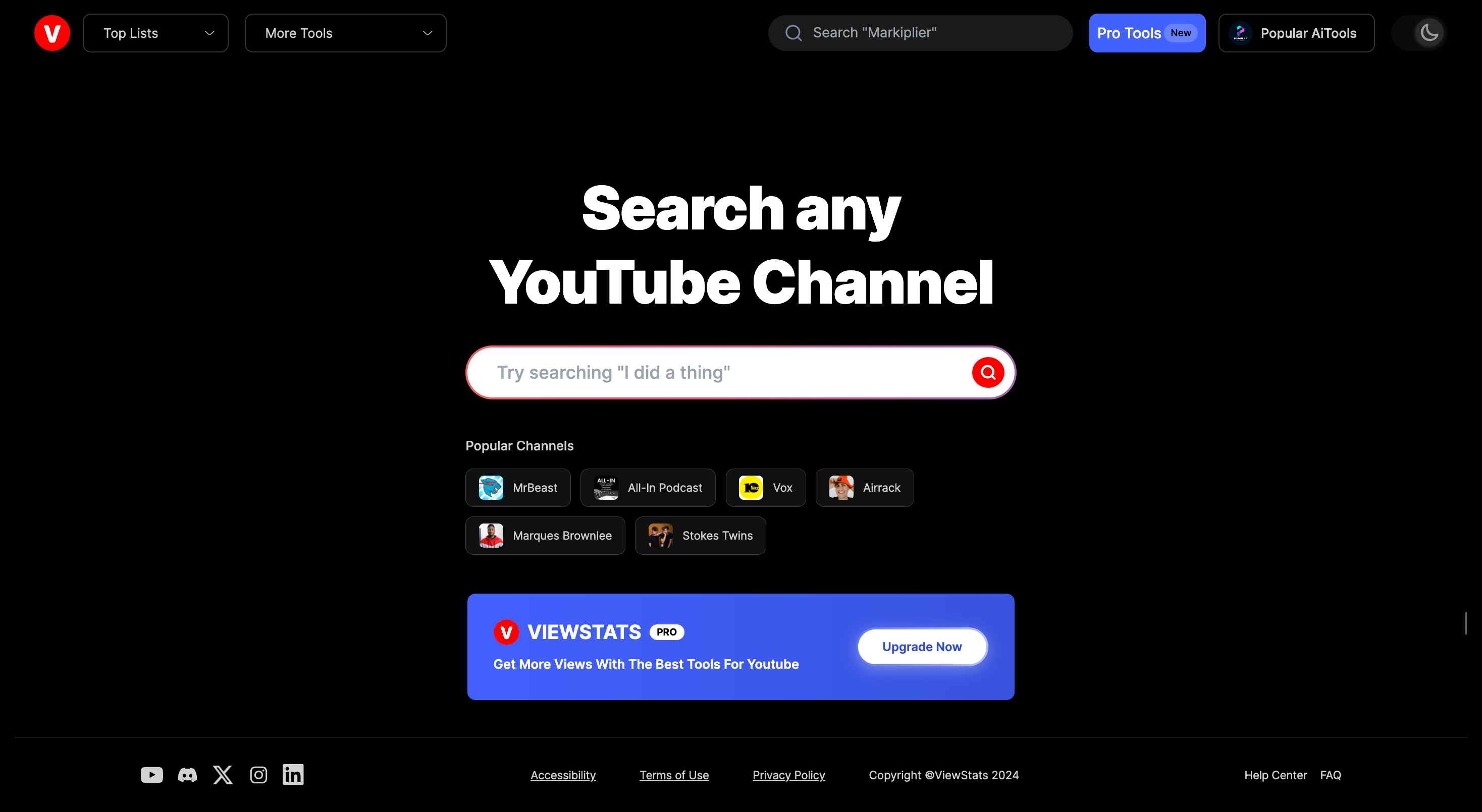 Comprehensive YouTube channel analytics with ViewStats