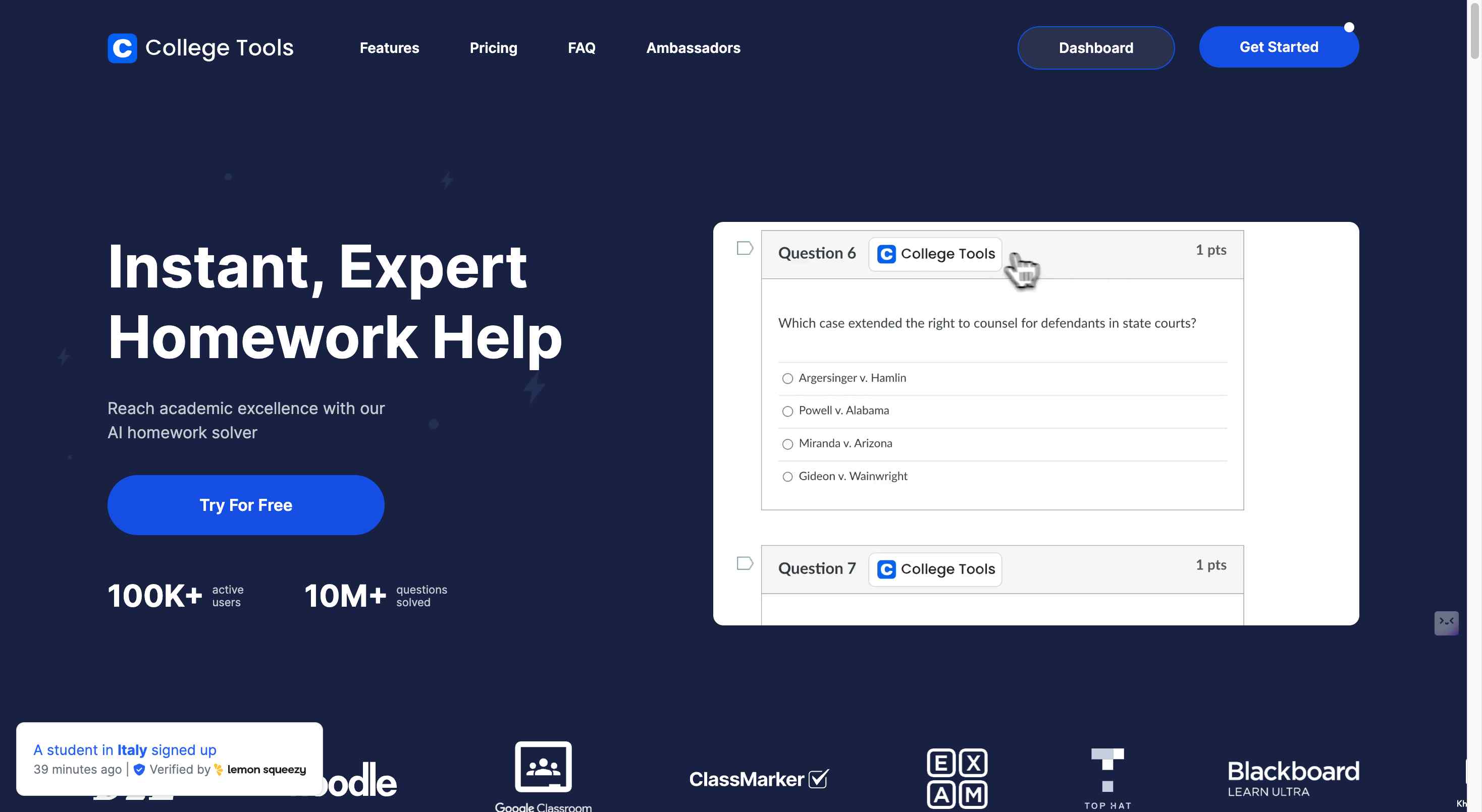 AI homework solver providing instant answers for college students
