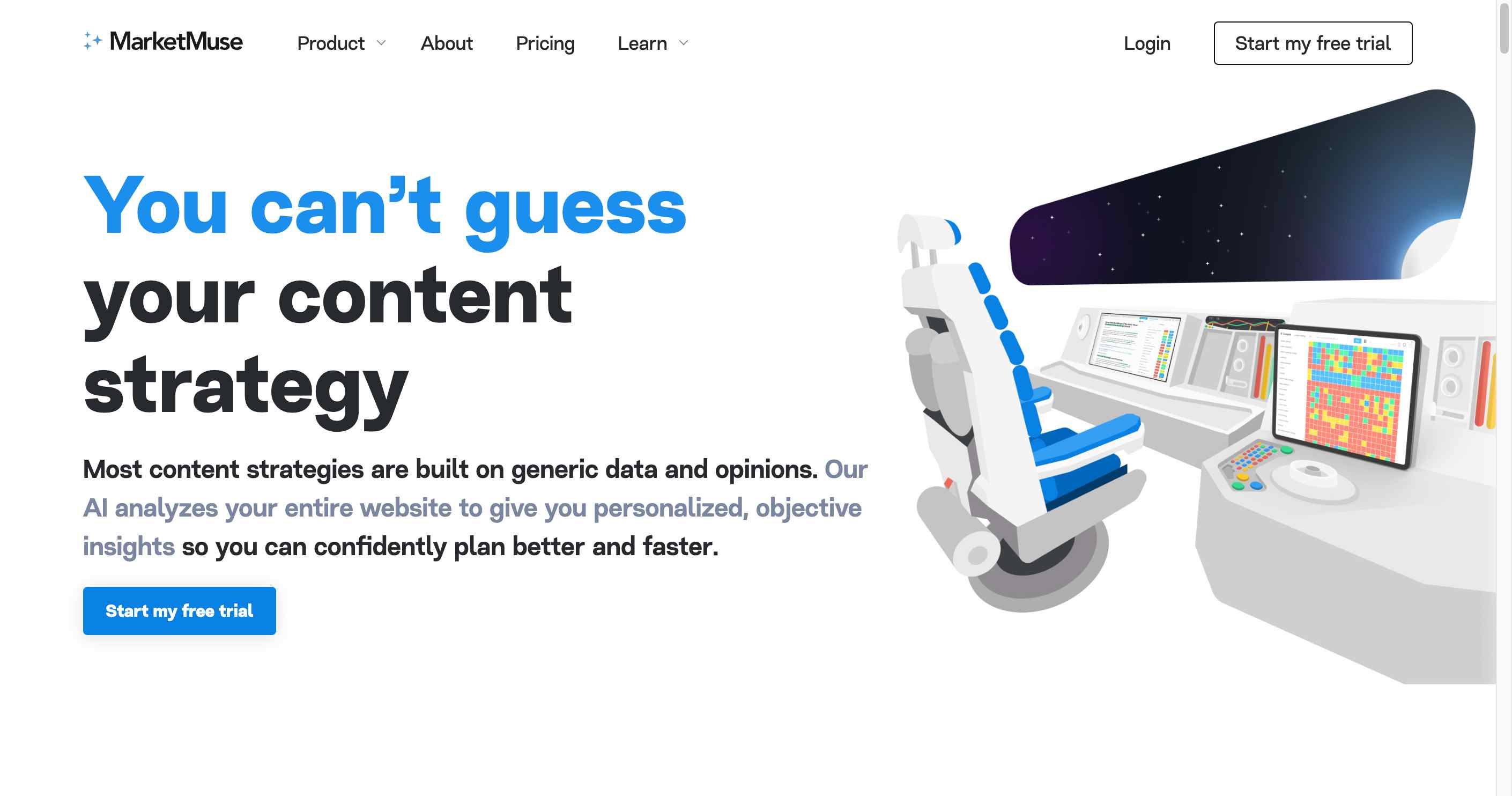 Marketmuse - Graphical representation of SEO performance improvements using AI SEO tools.